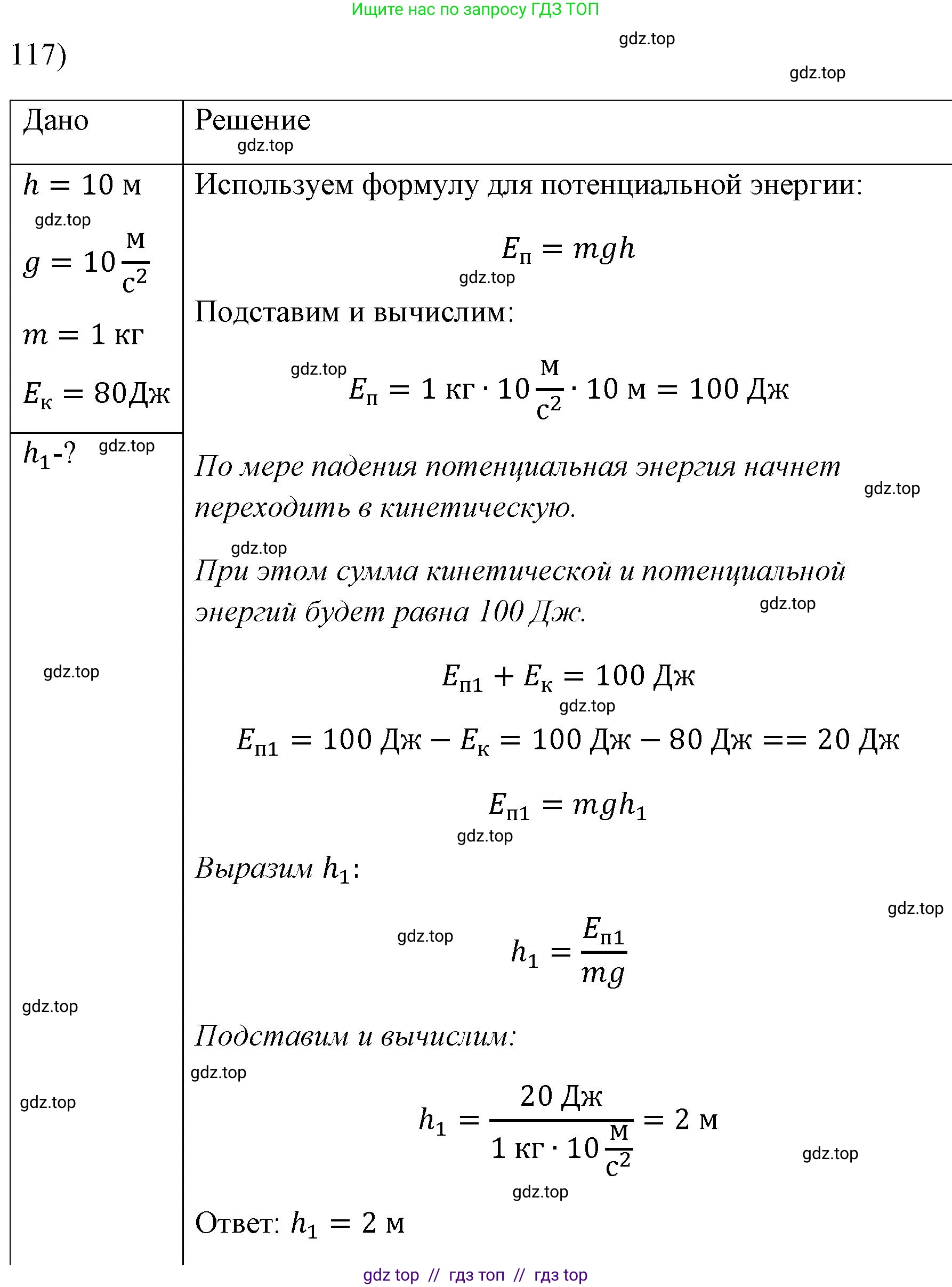 Физика, 7 класс Учебник, авторы: Пёрышкин И М, Иванов Александр Иванович, издательство Просвещение, Москва, 2023, белого цвета, страница 232, номер 117, Решение