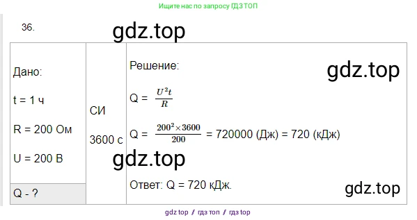 Физика, 8 класс Учебник, автор: Пёрышкин И М, издательство Просвещение, Москва, 2023, белого цвета, страница 245, номер 36, Решение 3