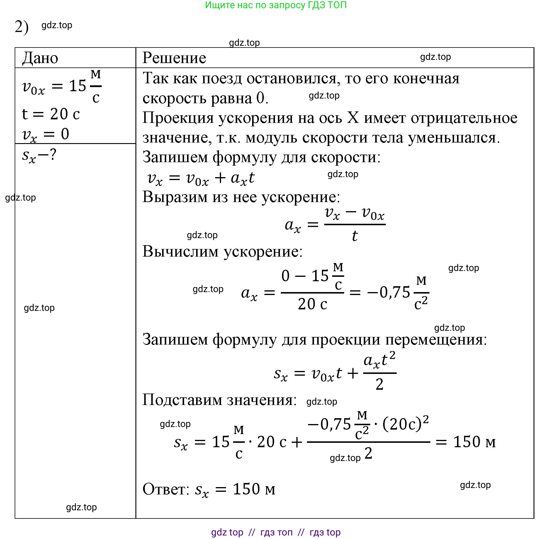 Физика, 9 класс Учебник, авторы: Пёрышкин И М, Гутник Елена Моисеевна, Иванов Александр Иванович, Петрова Мария Арсеньевна, издательство Просвещение, Москва, 2021 - 2022, страница 31, номер 2, Решение