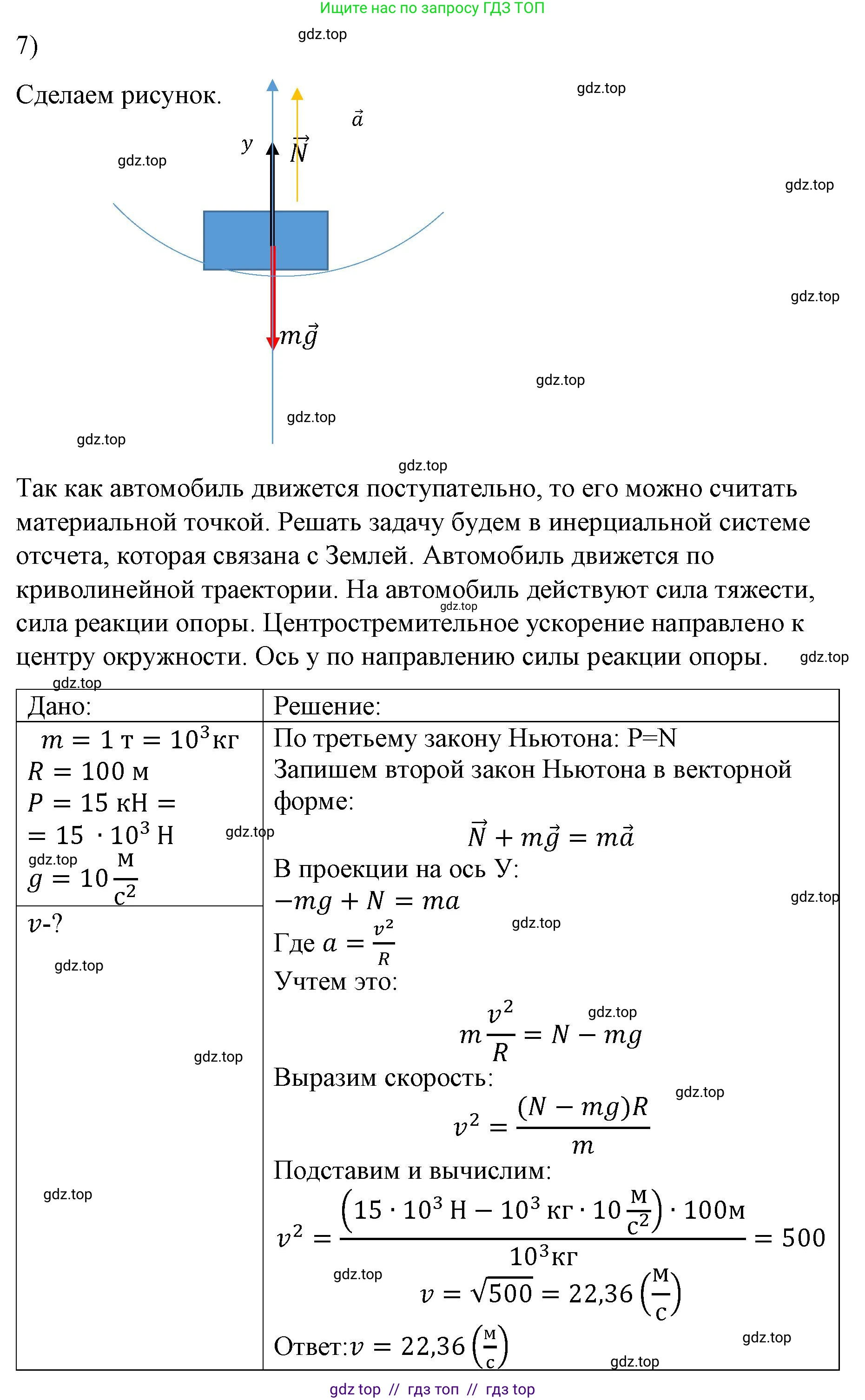 Физика, 9 класс Учебник, авторы: Пёрышкин И М, Гутник Елена Моисеевна, Иванов Александр Иванович, Петрова Мария Арсеньевна, издательство Просвещение, Москва, 2021 - 2022, страница 88, номер 7, Решение