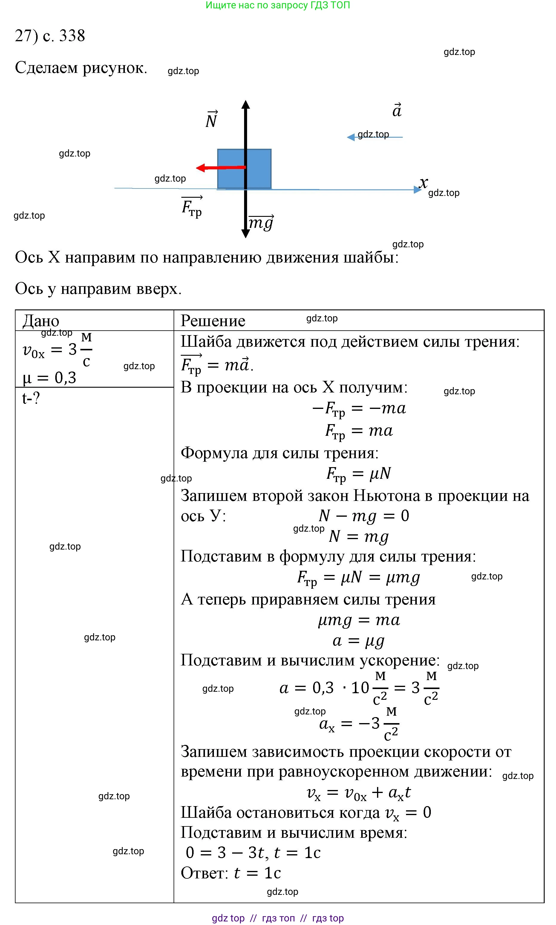 Физика, 9 класс Учебник, авторы: Пёрышкин И М, Гутник Елена Моисеевна, Иванов Александр Иванович, Петрова Мария Арсеньевна, издательство Просвещение, Москва, 2021 - 2022, страница 338, номер 27, Решение