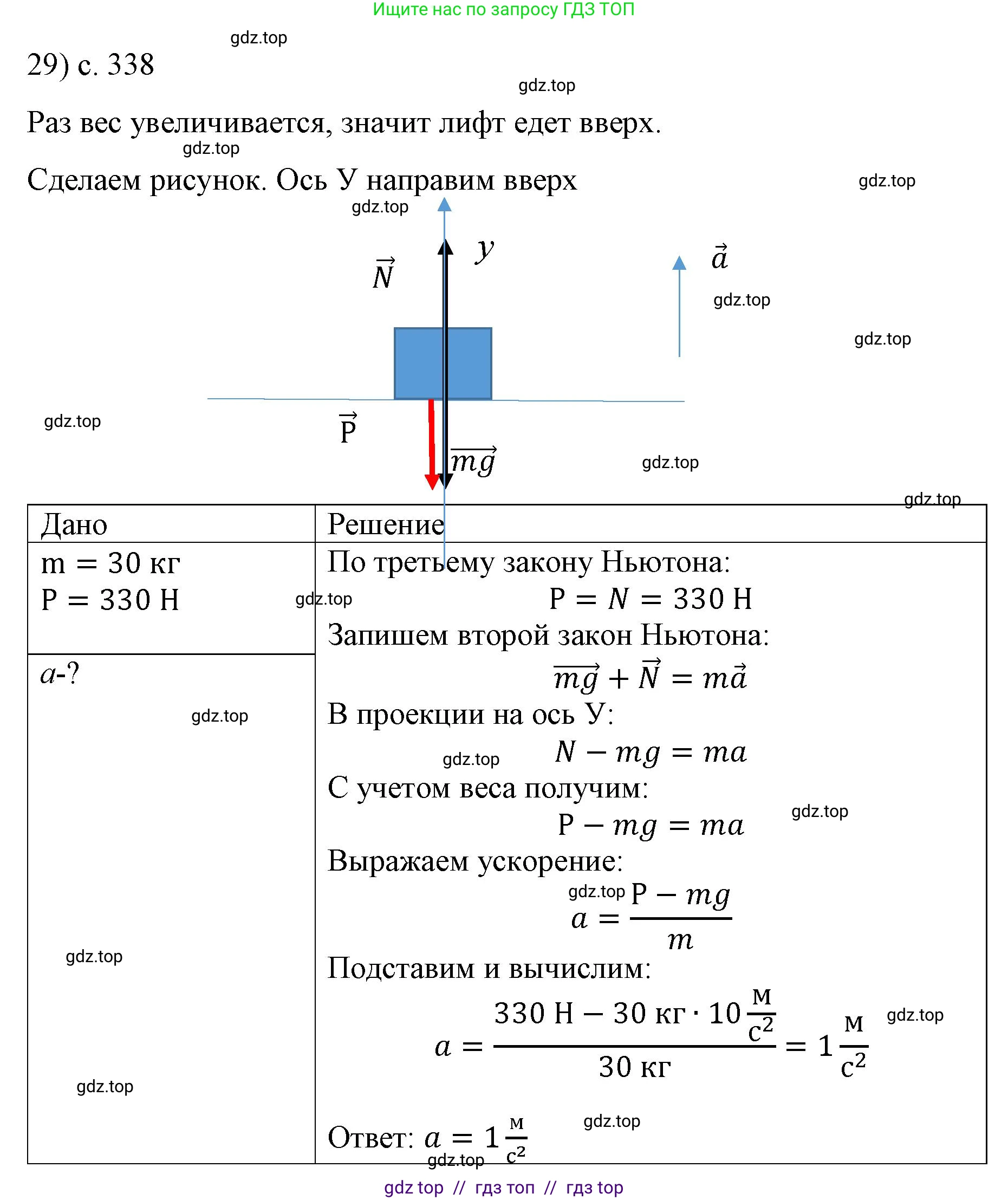 Физика, 9 класс Учебник, авторы: Пёрышкин И М, Гутник Елена Моисеевна, Иванов Александр Иванович, Петрова Мария Арсеньевна, издательство Просвещение, Москва, 2021 - 2022, страница 338, номер 29, Решение