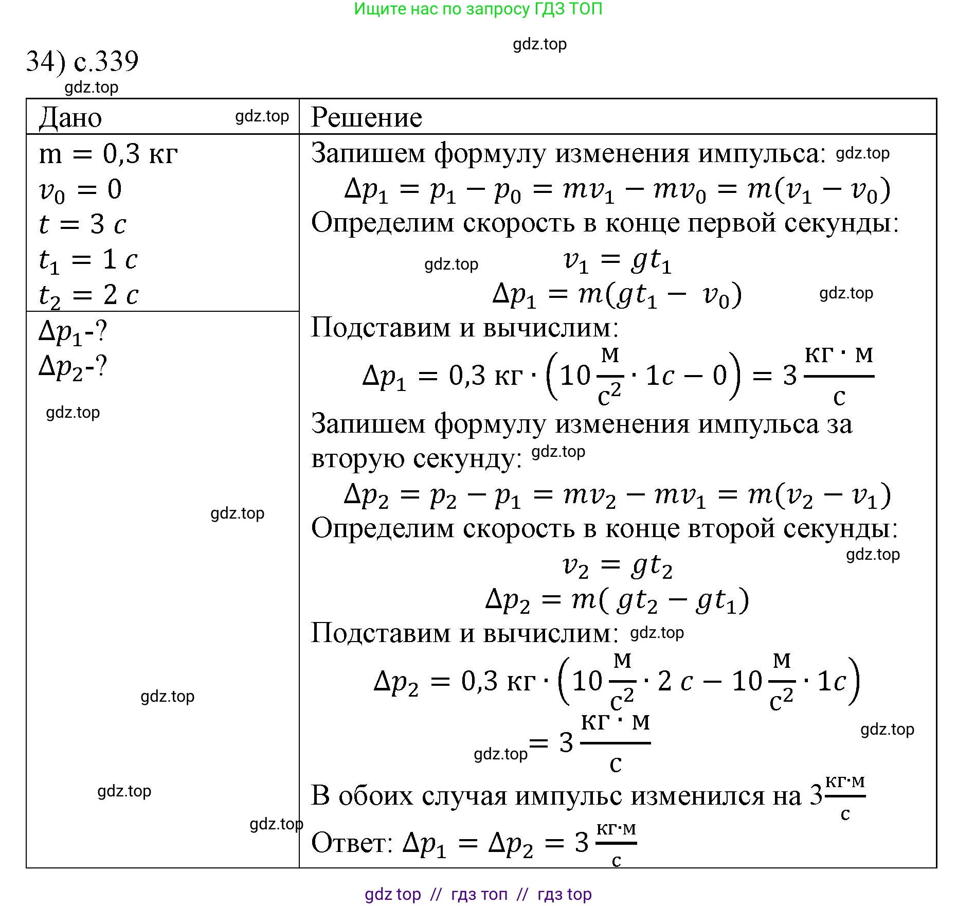 Физика, 9 класс Учебник, авторы: Пёрышкин И М, Гутник Елена Моисеевна, Иванов Александр Иванович, Петрова Мария Арсеньевна, издательство Просвещение, Москва, 2021 - 2022, страница 339, номер 34, Решение