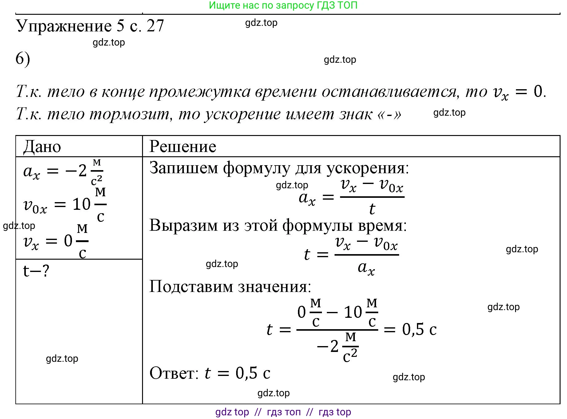 Физика, 9 класс Учебник, авторы: Пёрышкин И М, Гутник Елена Моисеевна, Иванов Александр Иванович, Петрова Мария Арсеньевна, издательство Просвещение, Москва, 2023, белого цвета, страница 27, номер 6, Решение