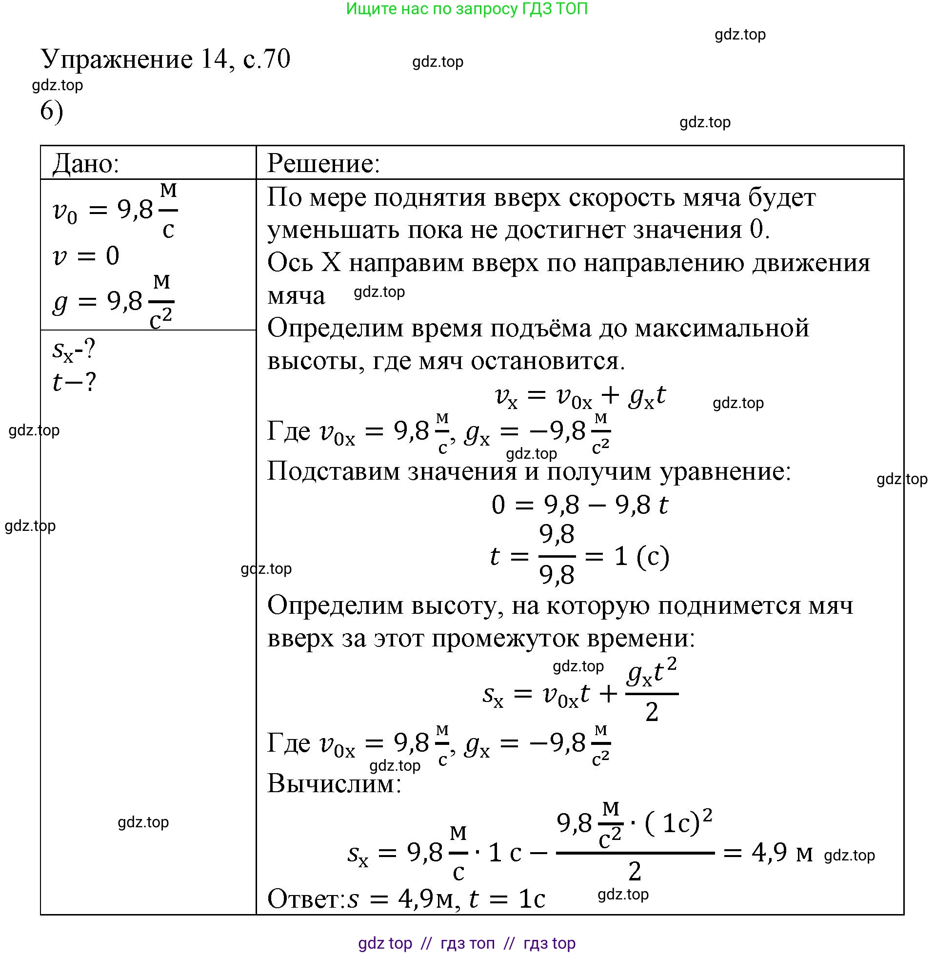 Физика, 9 класс Учебник, авторы: Пёрышкин И М, Гутник Елена Моисеевна, Иванов Александр Иванович, Петрова Мария Арсеньевна, издательство Просвещение, Москва, 2023, белого цвета, страница 70, номер 6, Решение