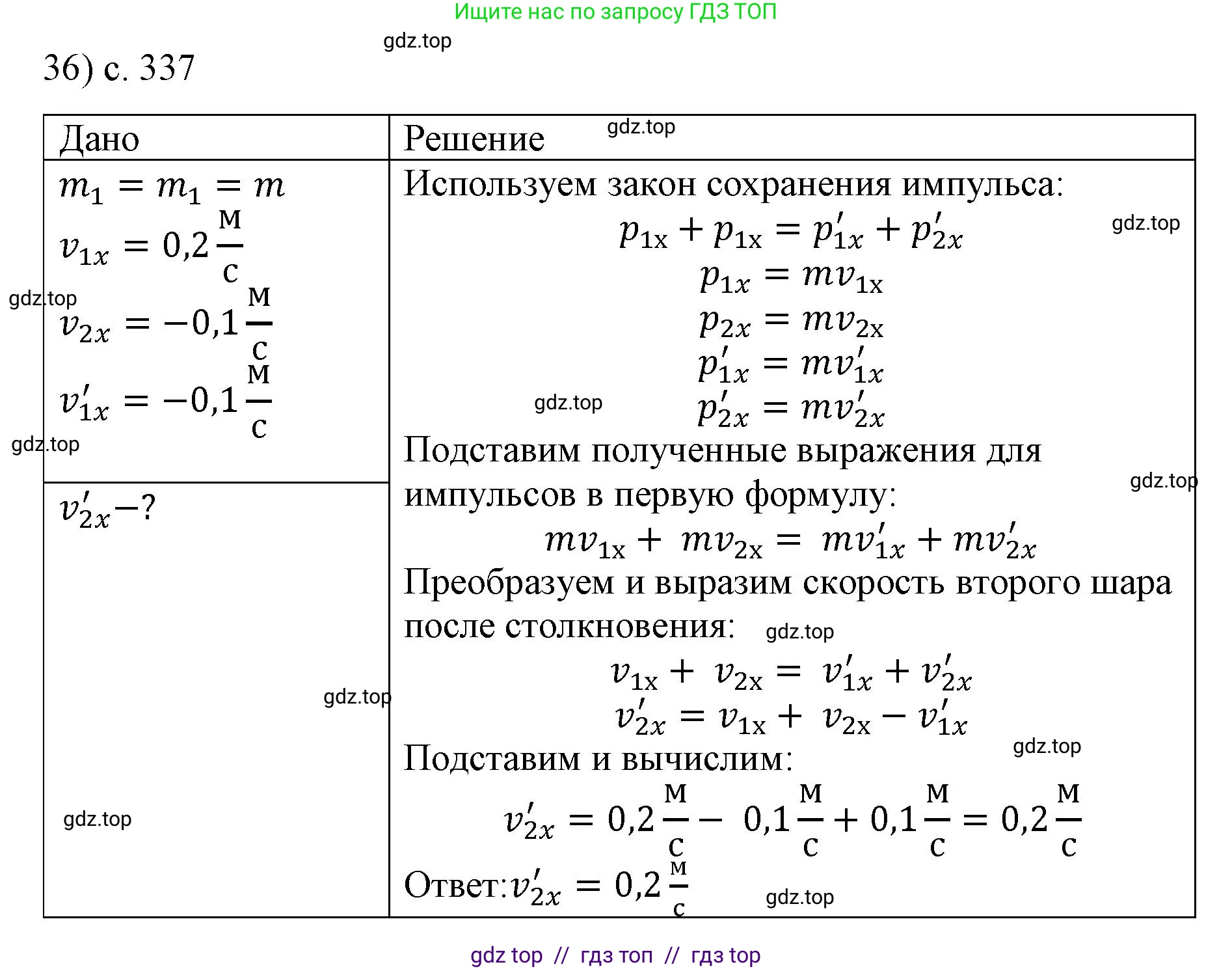Физика, 9 класс Учебник, авторы: Пёрышкин И М, Гутник Елена Моисеевна, Иванов Александр Иванович, Петрова Мария Арсеньевна, издательство Просвещение, Москва, 2023, белого цвета, страница 337, номер 36, Решение