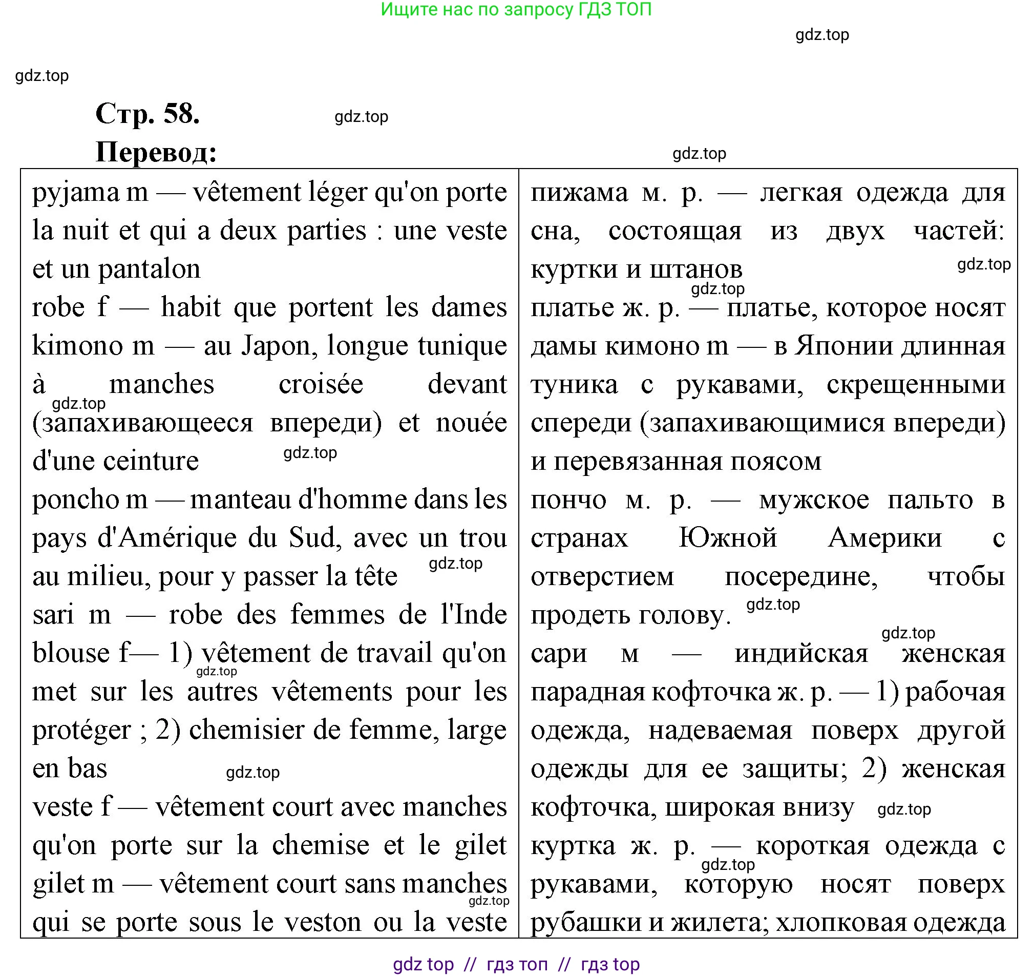 Французский язык, 7 класс Учебник, авторы: Селиванова Наталья Алексеевна (Sélivanova N), Шашурина Алла Юрьевна (Chachourina A), издательство Просвещение, Москва, 2019, страница 58, Решение