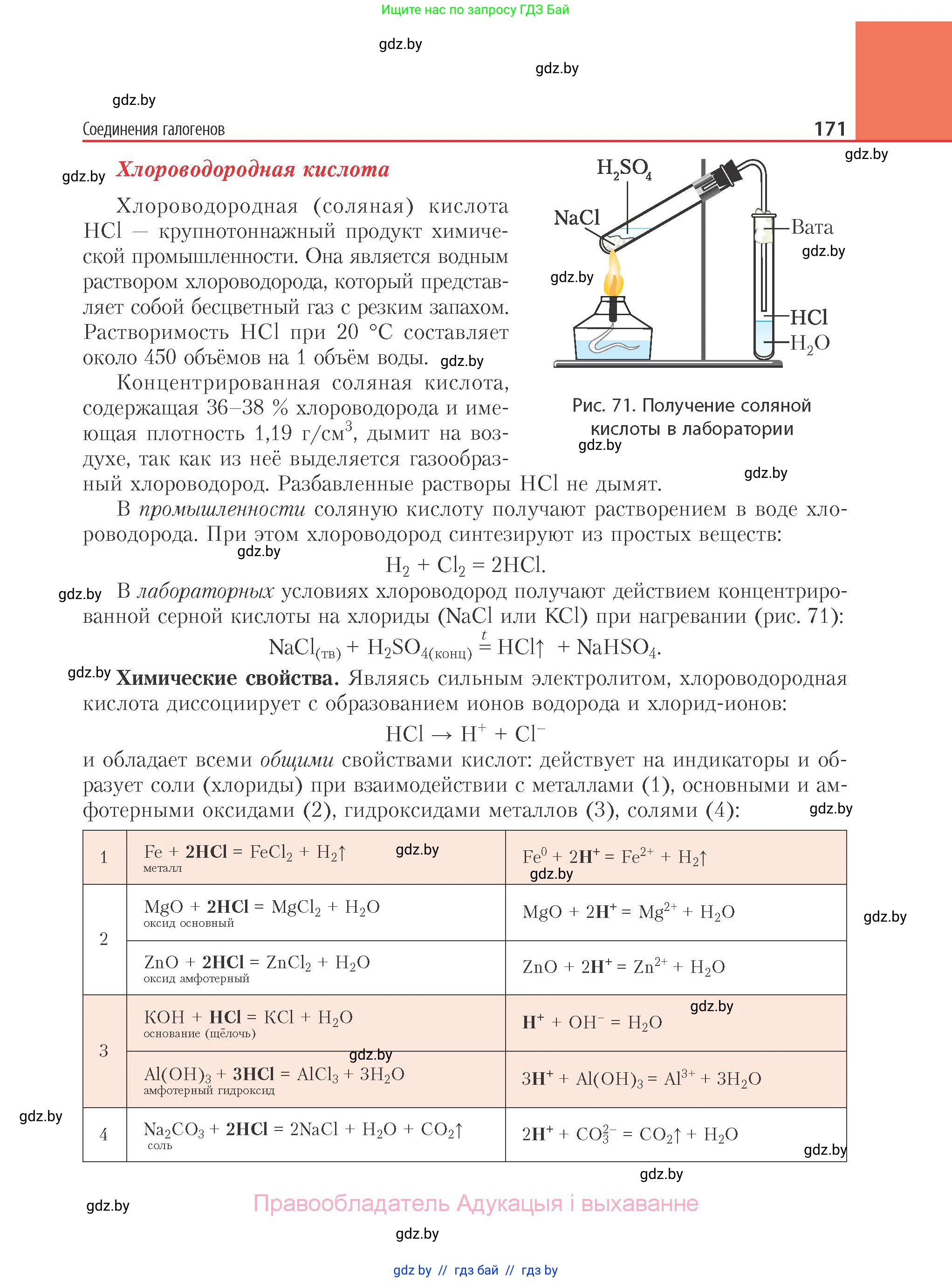Химия, 11 класс Учебник, авторы: Мычко Дмитрий Иванович, Прохоревич Константин Николаевич, Борушко Ирина Ивановна, издательство Адукацыя i выхаванне, Минск, 2021, зелёного цвета, страница 171