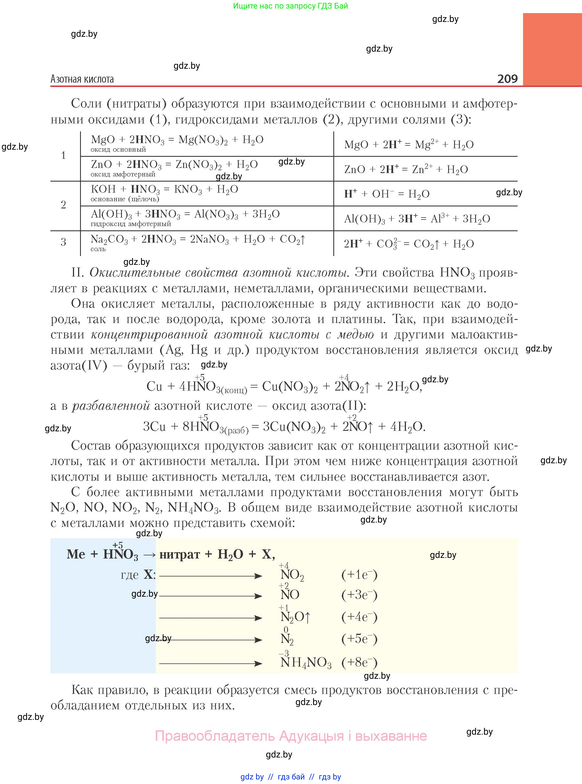 Химия, 11 класс Учебник, авторы: Мычко Дмитрий Иванович, Прохоревич Константин Николаевич, Борушко Ирина Ивановна, издательство Адукацыя i выхаванне, Минск, 2021, зелёного цвета, страница 209