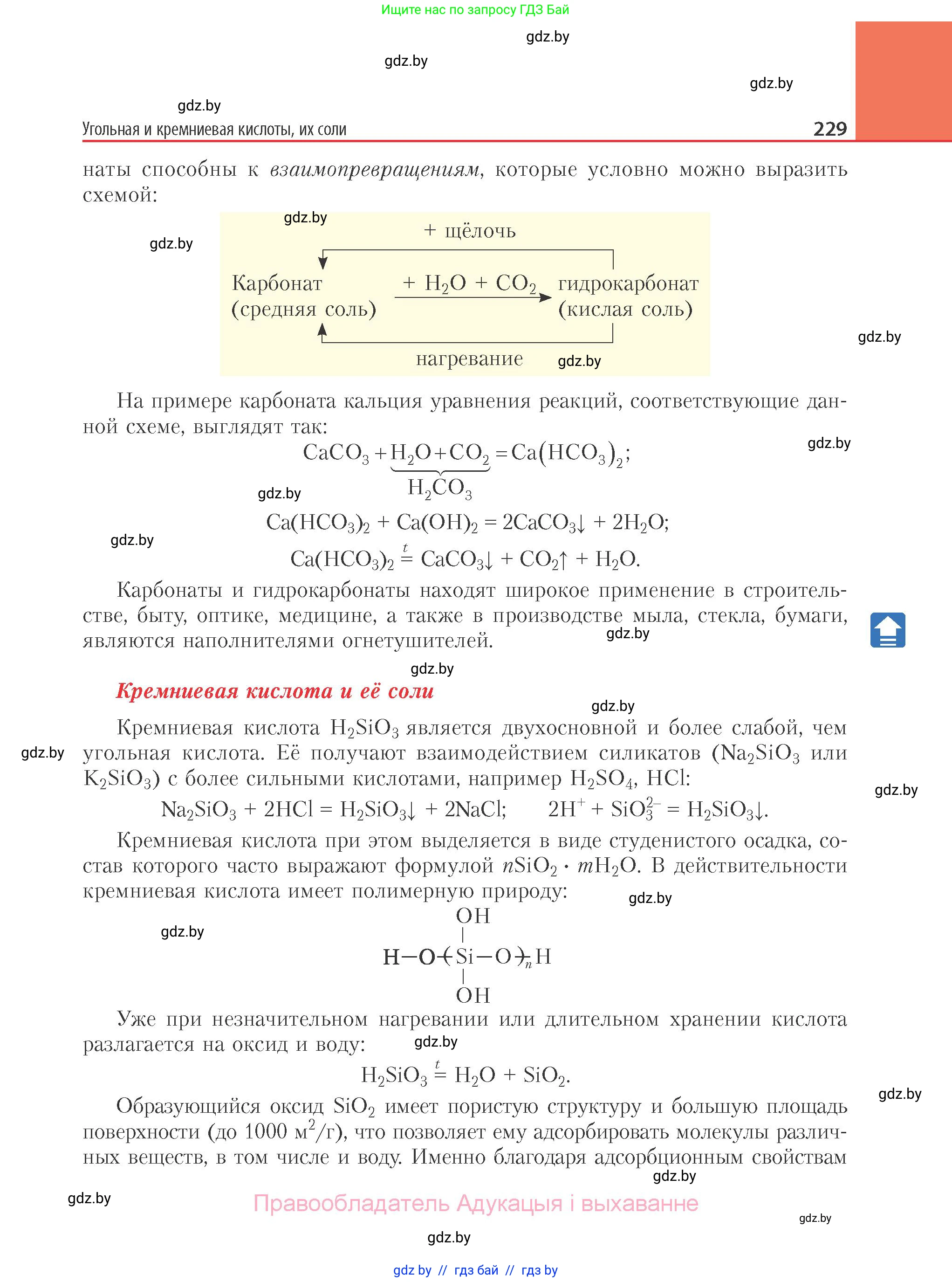 Химия, 11 класс Учебник, авторы: Мычко Дмитрий Иванович, Прохоревич Константин Николаевич, Борушко Ирина Ивановна, издательство Адукацыя i выхаванне, Минск, 2021, зелёного цвета, страница 229