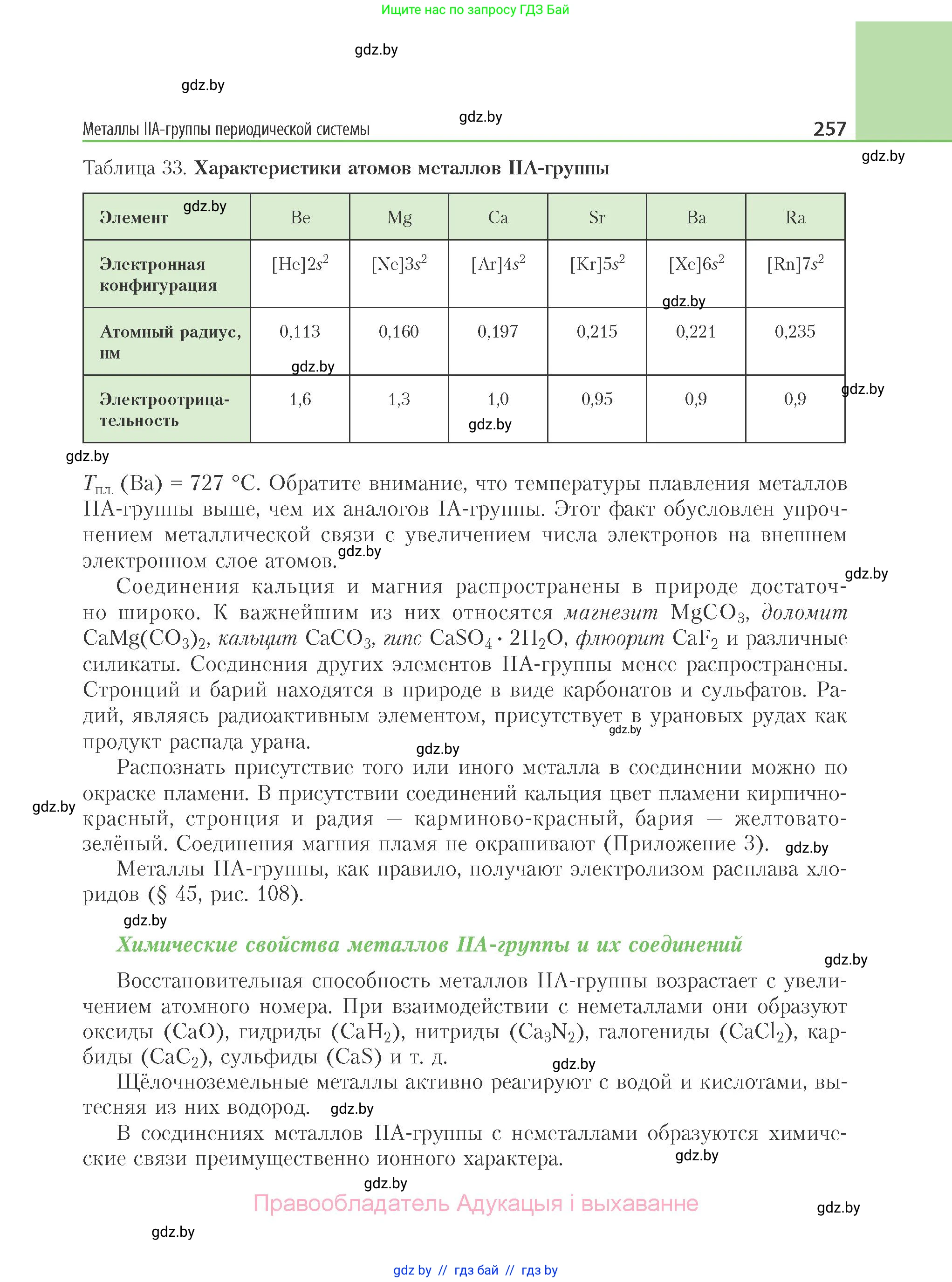 Химия, 11 класс Учебник, авторы: Мычко Дмитрий Иванович, Прохоревич Константин Николаевич, Борушко Ирина Ивановна, издательство Адукацыя i выхаванне, Минск, 2021, зелёного цвета, страница 257