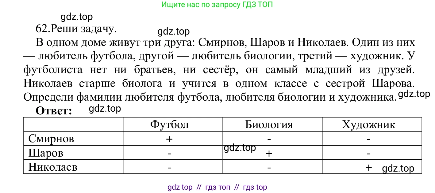 Информатика, 5 класс Учебник, авторы: Семенов Алексей Львович, Рудченко Татьяна Александровна, издательство Просвещение, Москва, 2019, страница 43, номер 62, Решение