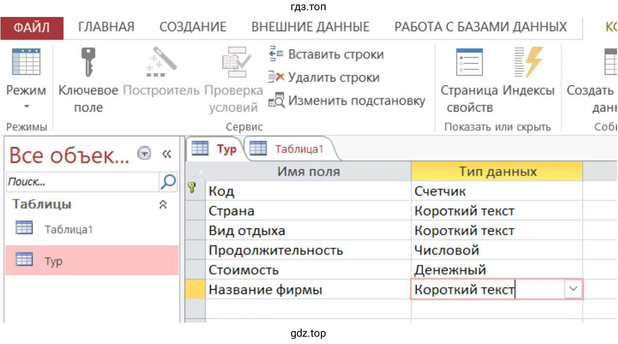 Создать запрос для отображения информации о фирмах (название, адрес телефон), предлагающих пляжный отдых. Создать на его основе отчёт