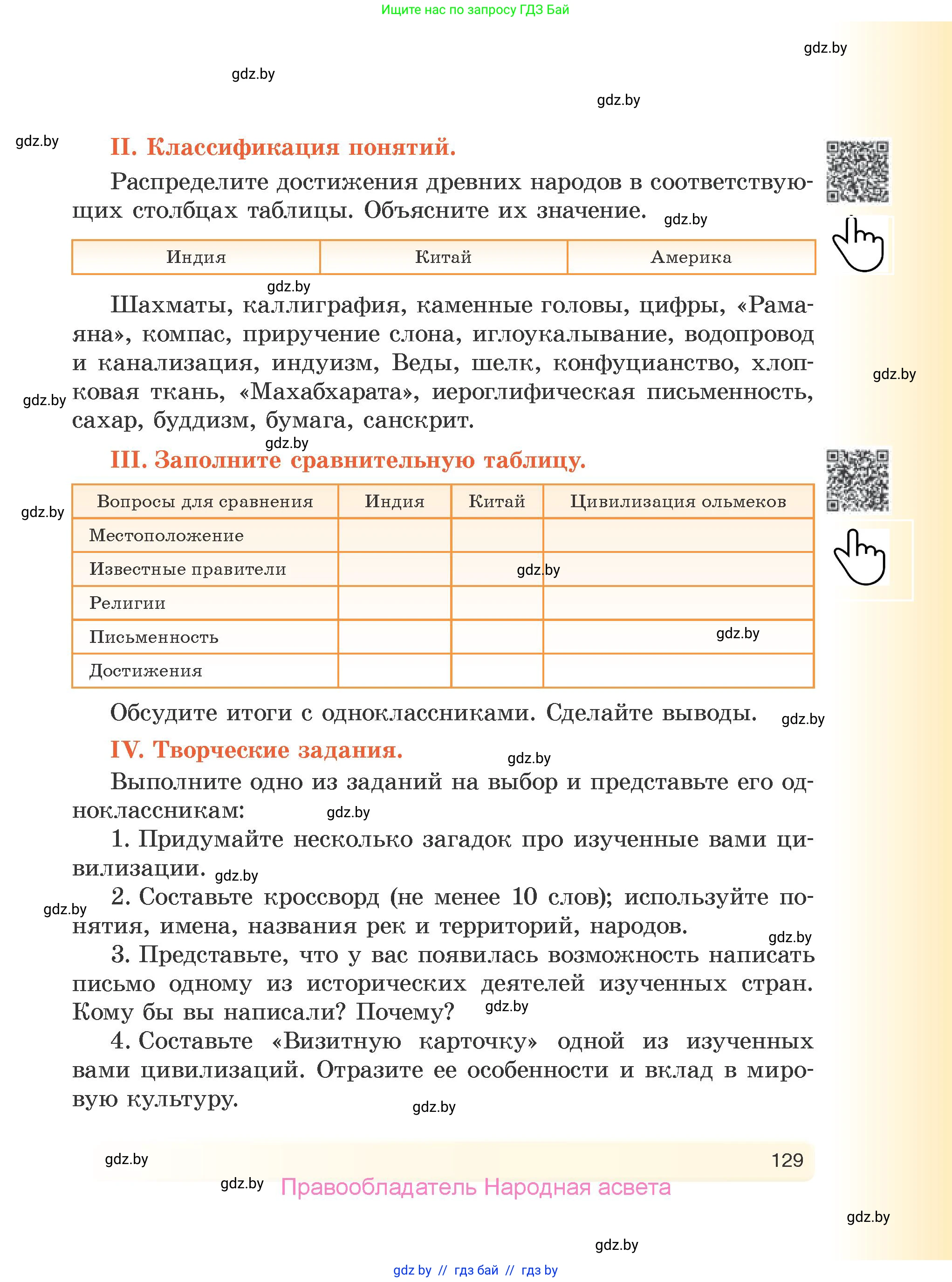 История Древнего мира, 5 класс Учебник, авторы: Кошелев Владимир Сергеевич, Прохоров Андрей Аркадьевич, Перзашкевич Олег Валерьевич, Журавлевич Ольга Георгиевна, издательство Народная асвета, Минск, 2019, коричневого цвета, Часть 1, страница 129