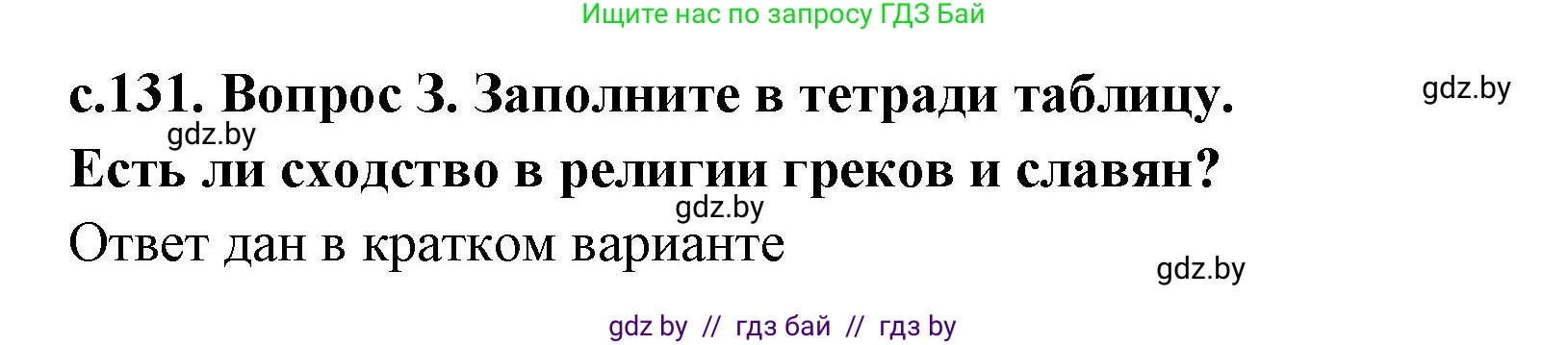 История Древнего мира, 5 класс Учебник, авторы: Кошелев Владимир Сергеевич, Прохоров Андрей Аркадьевич, Перзашкевич Олег Валерьевич, Журавлевич Ольга Георгиевна, издательство Народная асвета, Минск, 2019, коричневого цвета, Часть 2, страница 131, номер 3, Решение (краткий ответ)