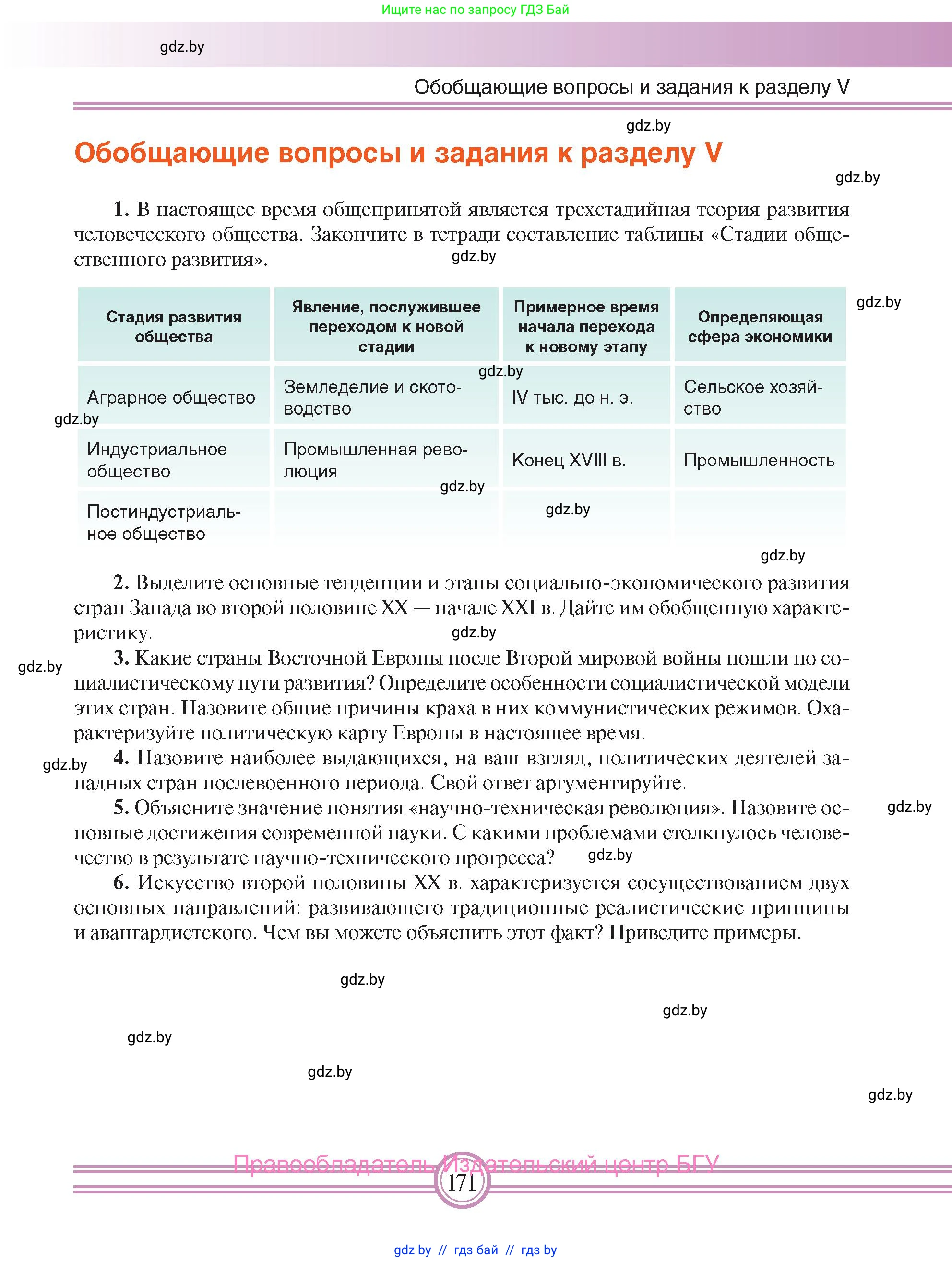 Всемирная история, 9 класс Учебник, авторы: Кошелев Владимир Сергеевич, Краснова Марина Алексеевна, Кошелева Наталья Владимировна, издательство Издательский центр БГУ, Минск, 2019, красного цвета, страница 171