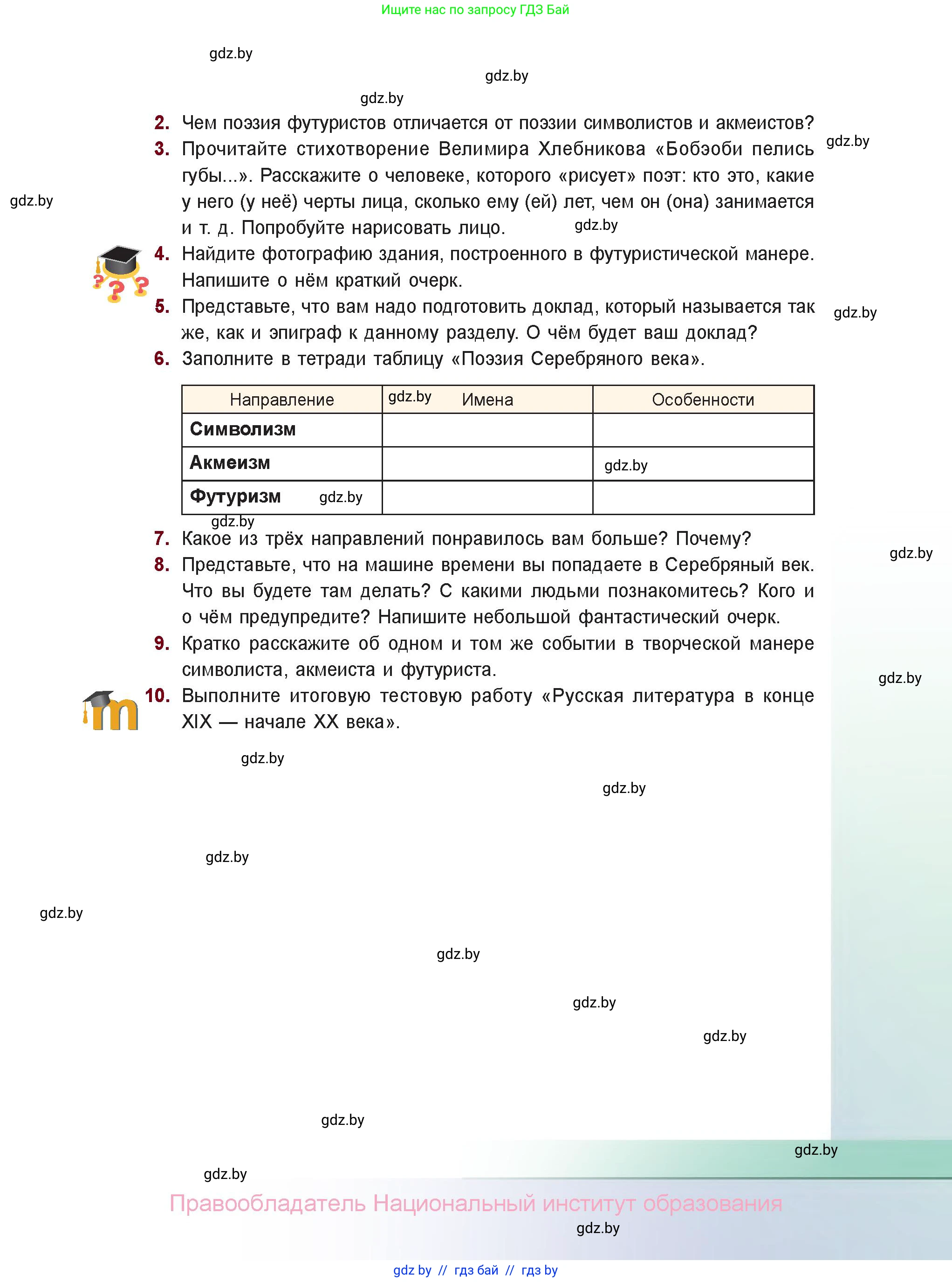 Русская литература, 11 класс Учебник, авторы: Сенькевич Татьяна Васильевна, Капшай Наталья Павловна, Кушнерёва Людмила Алексеевна, Темушева Екатерина Александровна, издательство Национальный институт образования, Минск, 2021, страница 75