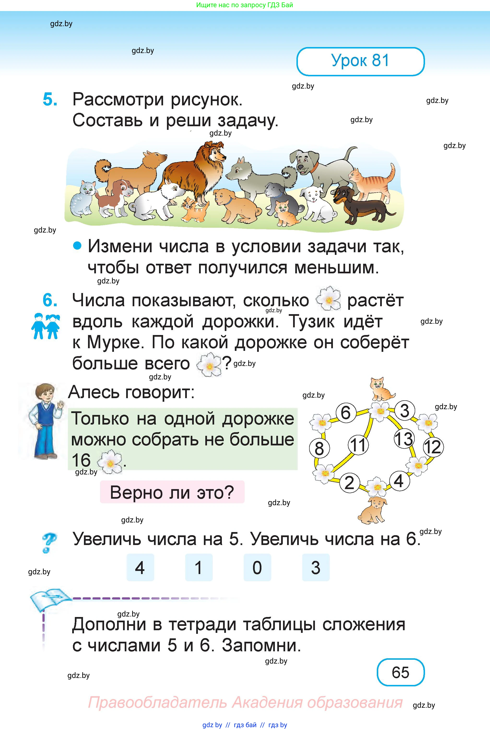 Математика, 1 класс Учебник, авторы: Муравьева Галина Леонидовна, Урбан Мария Анатольевна, издательство Академия образования, Минск, 2024, Часть 1, страница 65