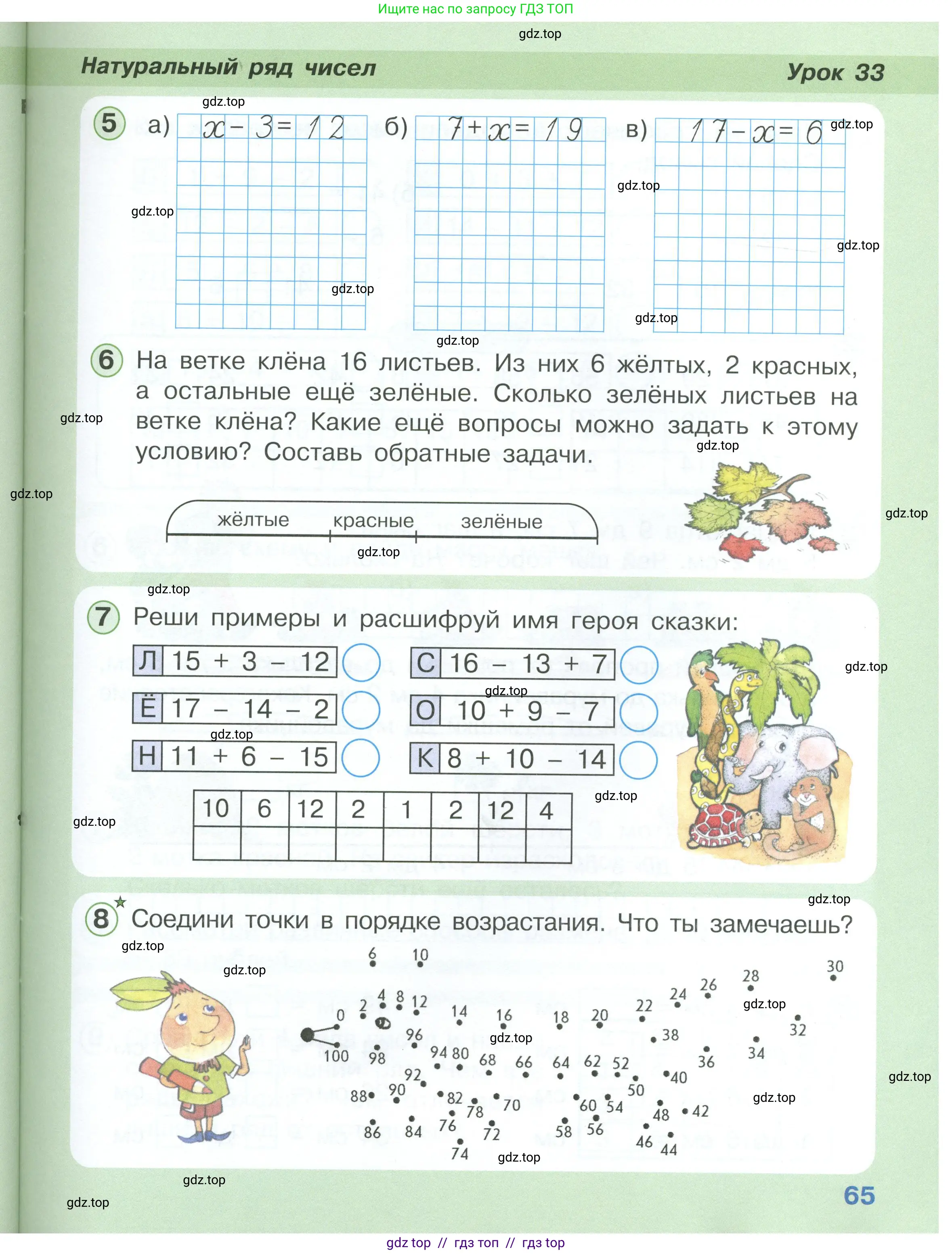 Математика, 1 класс учебное пособие - тетрадь, автор: Петерсон Людмила Георгиевна, издательство Просвещение, Москва, 2024, жёлтого цвета, Часть 3, страница 65