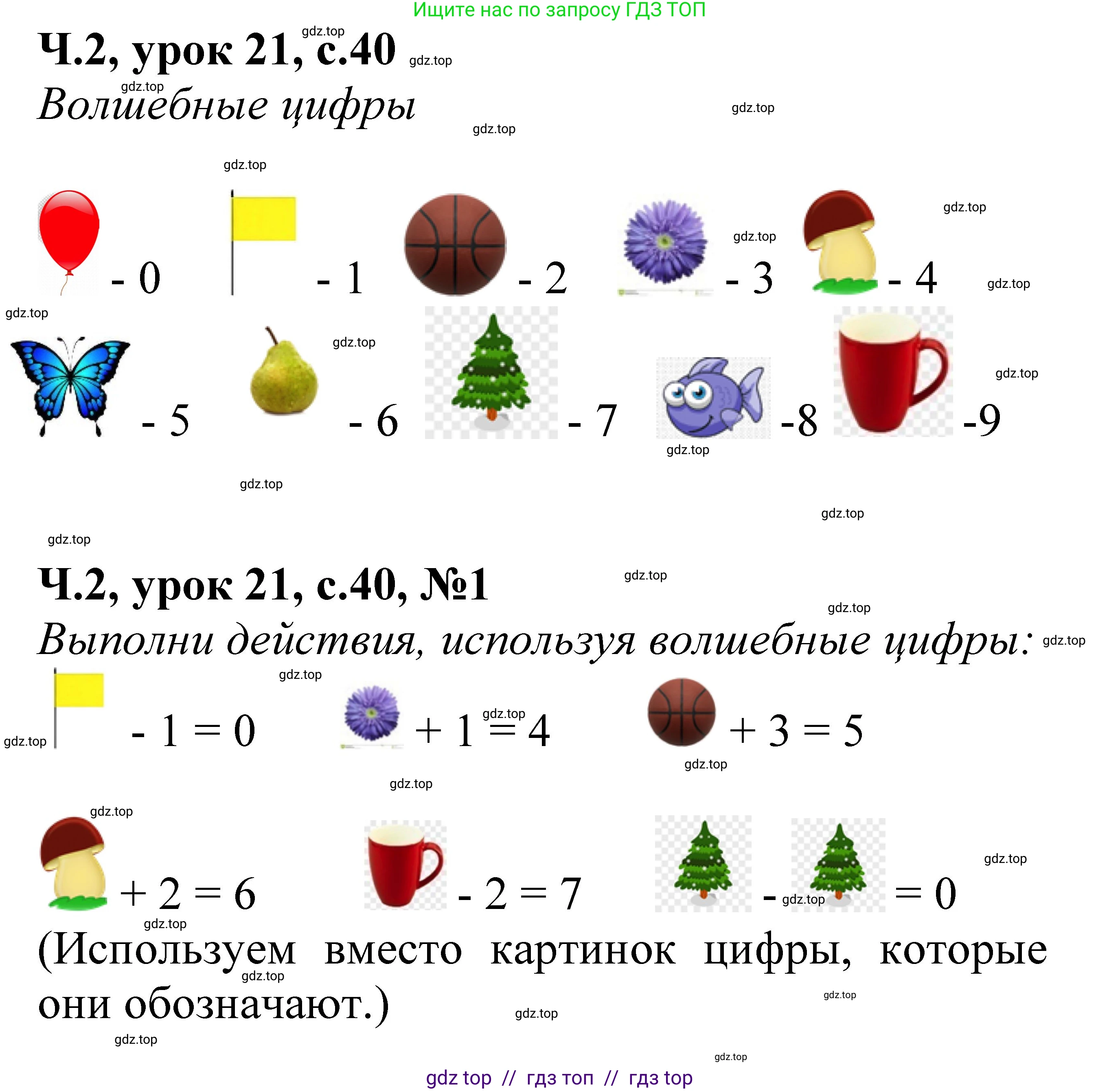 Математика, 1 класс учебное пособие - тетрадь, автор: Петерсон Людмила Георгиевна, издательство Просвещение, Москва, 2024, жёлтого цвета, Часть 2, страница 40, номер 1, Решение (2021-2022)