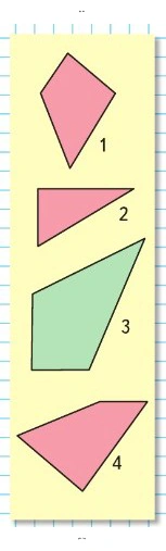 4 многоугольника из которых 3 одного цвета а 1 другого