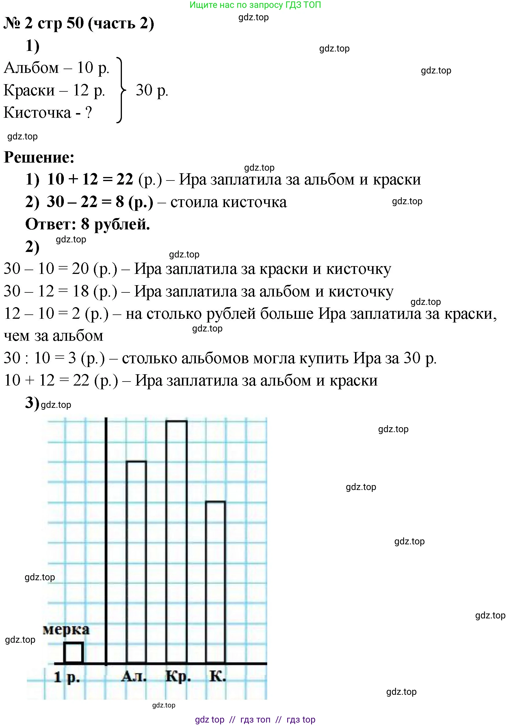 Математика, 2 класс Учебник, авторы: Моро Мария Игнатьевна, Бантова Мария Александровна, Бельтюкова Галина Васильевна, Волкова Светлана Ивановна, Степанова Светлана Вячеславовна, издательство Просвещение, Москва, 2023, белого цвета, Часть 2, страница 50, номер 2, Решение