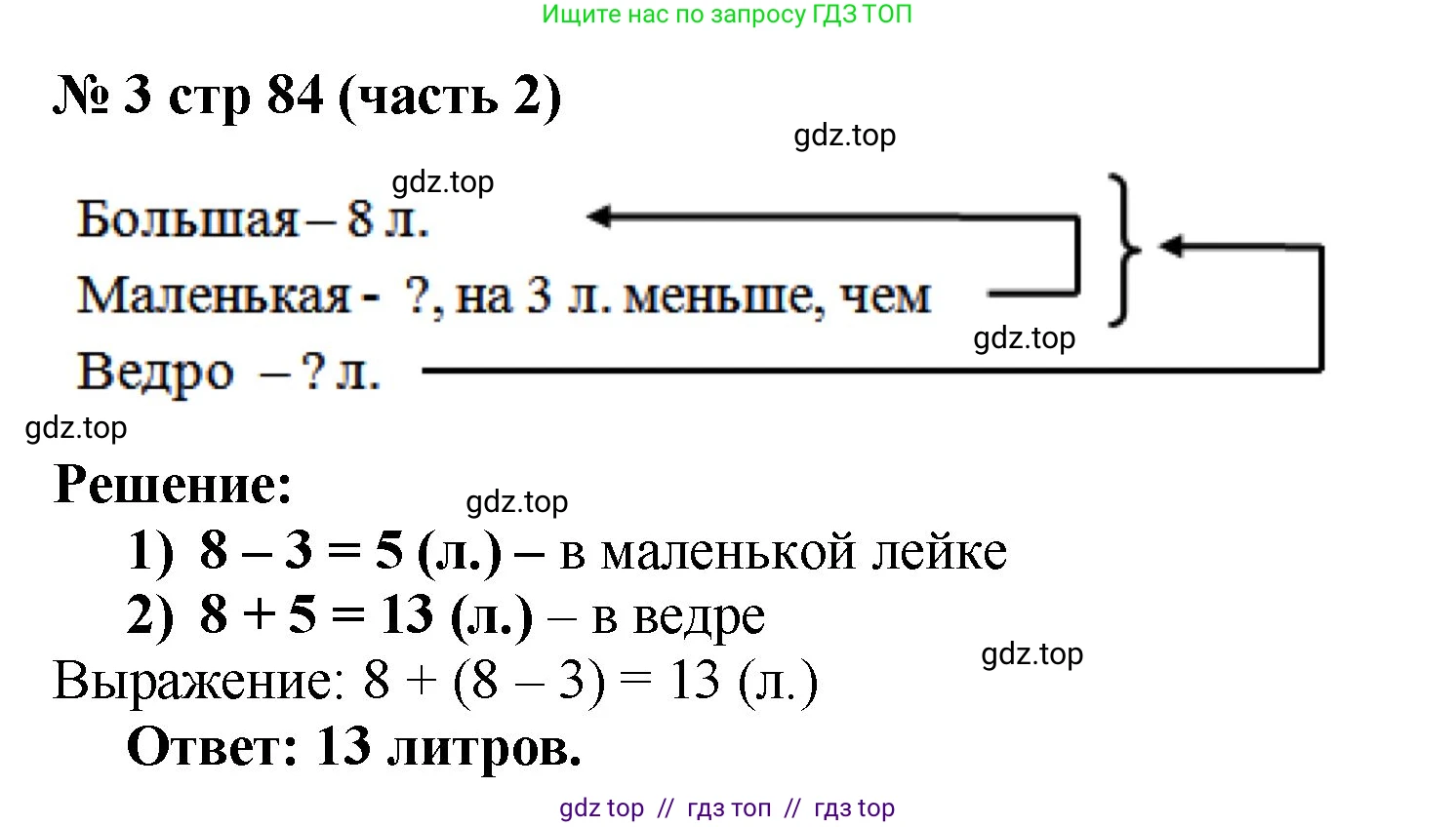 Математика, 2 класс Учебник, авторы: Моро Мария Игнатьевна, Бантова Мария Александровна, Бельтюкова Галина Васильевна, Волкова Светлана Ивановна, Степанова Светлана Вячеславовна, издательство Просвещение, Москва, 2023, белого цвета, Часть 2, страница 84, номер 3, Решение