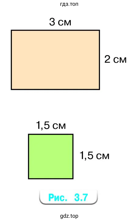 Упражнение 3.105. На рисунке 3.7 изображены два участка земли в масштабе 1 : 50 000. Найдите их действительные размеры, периметр и площадь