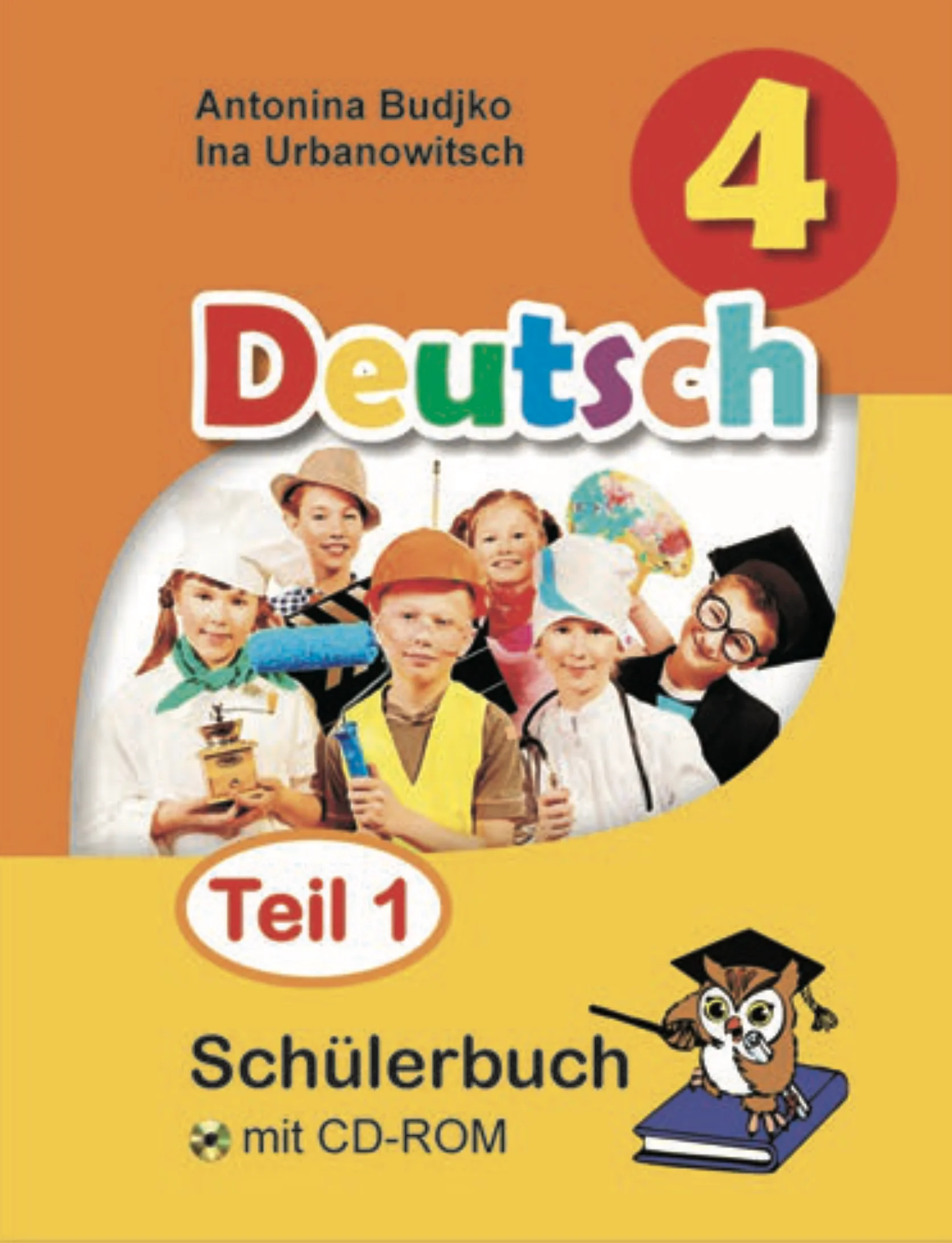 Немецкий язык (Deutsch), 4 класс Учебник (Schülerbuch), авторы: Будько Антонина Филипповна (Budjko Antonina), Урбанович Инна Ювинальевна (Urbanowitsch Ina), издательство Вышэйшая школа, Минск, 2019, жёлтого цвета, часть 1