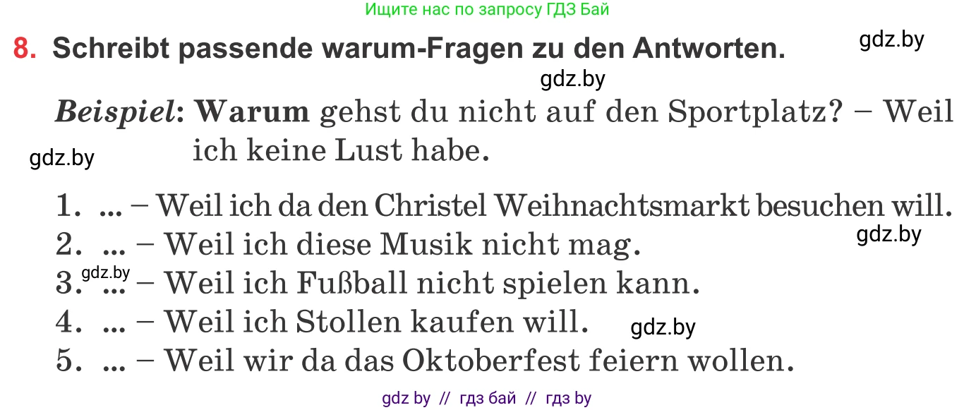 Немецкий язык (Deutsch), 8 класс Учебник (Schülerbuch), авторы: Будько Антонина Филипповна (Budjko Antonina), Урбанович Инна Ювинальевна (Urbanowitsch Ina), издательство Вышэйшая школа, Минск, 2018, страница 136, номер 8, Условие