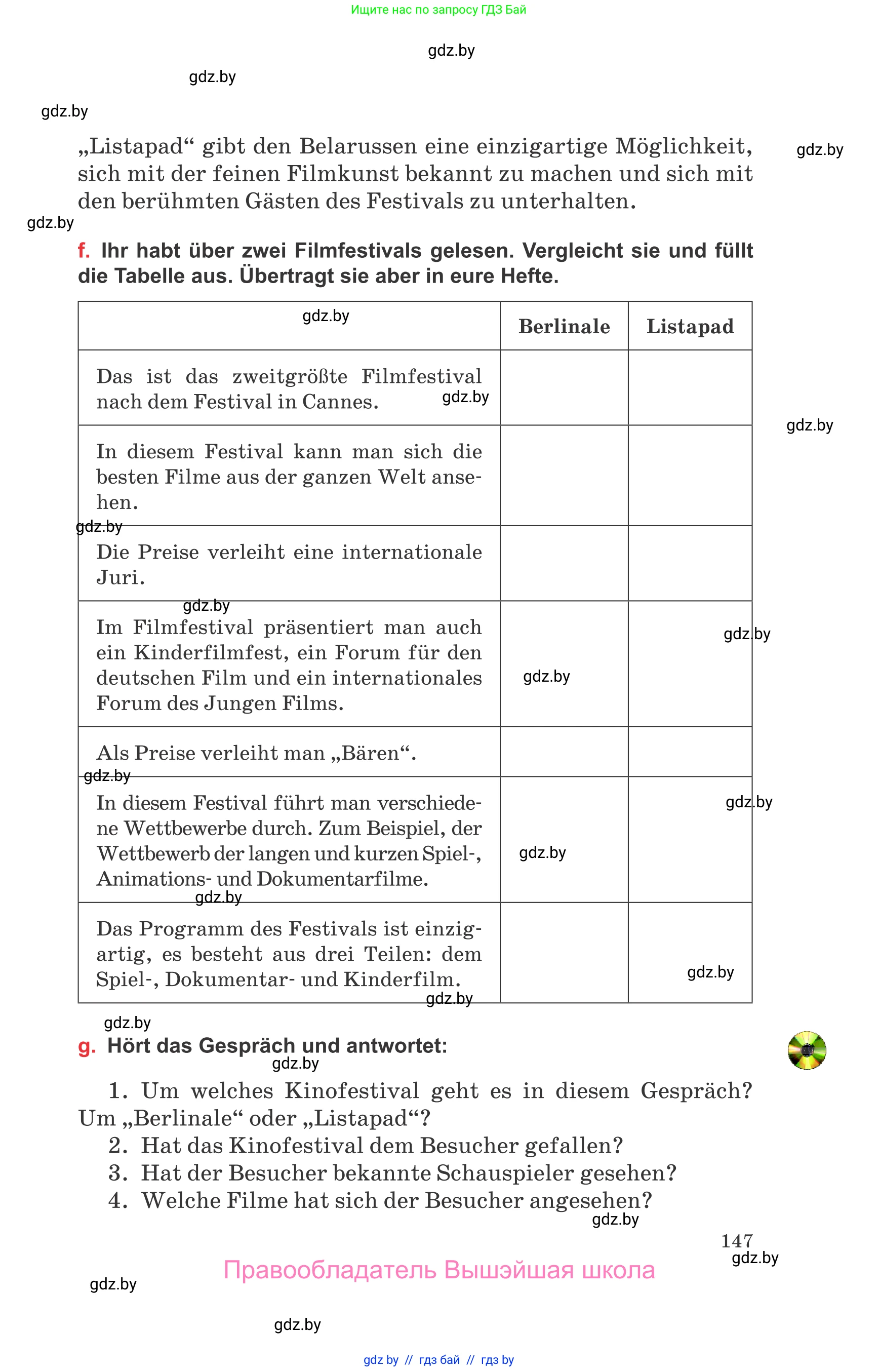 Немецкий язык (Deutsch), 8 класс Учебник (Schülerbuch), авторы: Будько Антонина Филипповна (Budjko Antonina), Урбанович Инна Ювинальевна (Urbanowitsch Ina), издательство Вышэйшая школа, Минск, 2018, страница 147