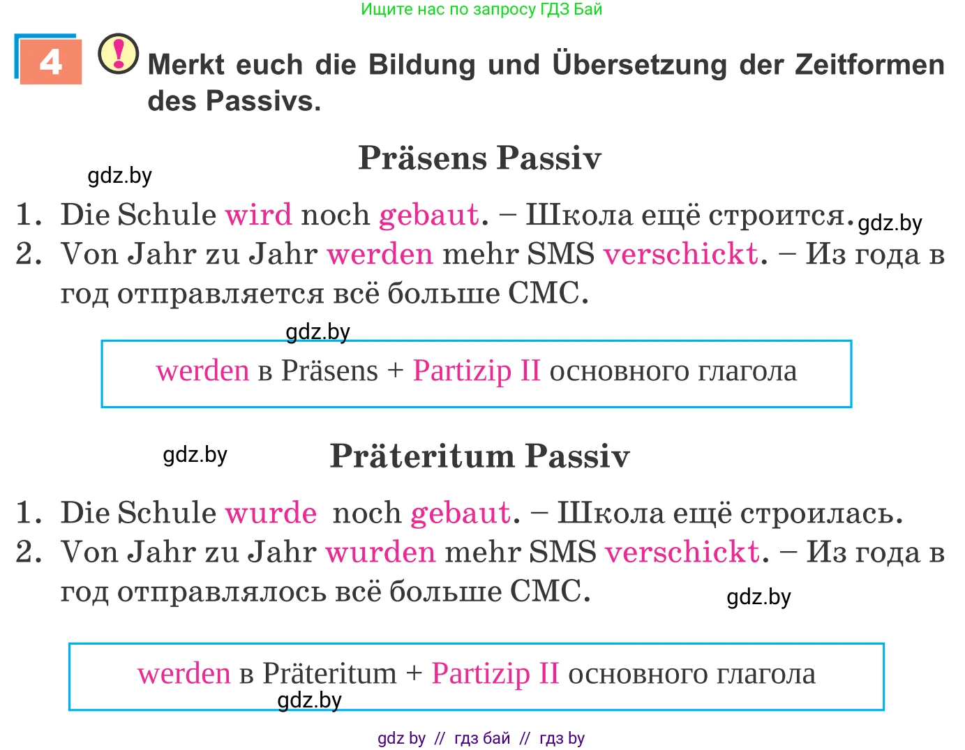 Немецкий язык (Deutsch), 9 класс Учебник (Schülerbuch), авторы: Будько Антонина Филипповна (Budjko Antonina), Урбанович Инна Ювинальевна (Urbanowitsch Ina), издательство Вышэйшая школа, Минск, 2018, серого цвета, страница 209, номер 4, Условие