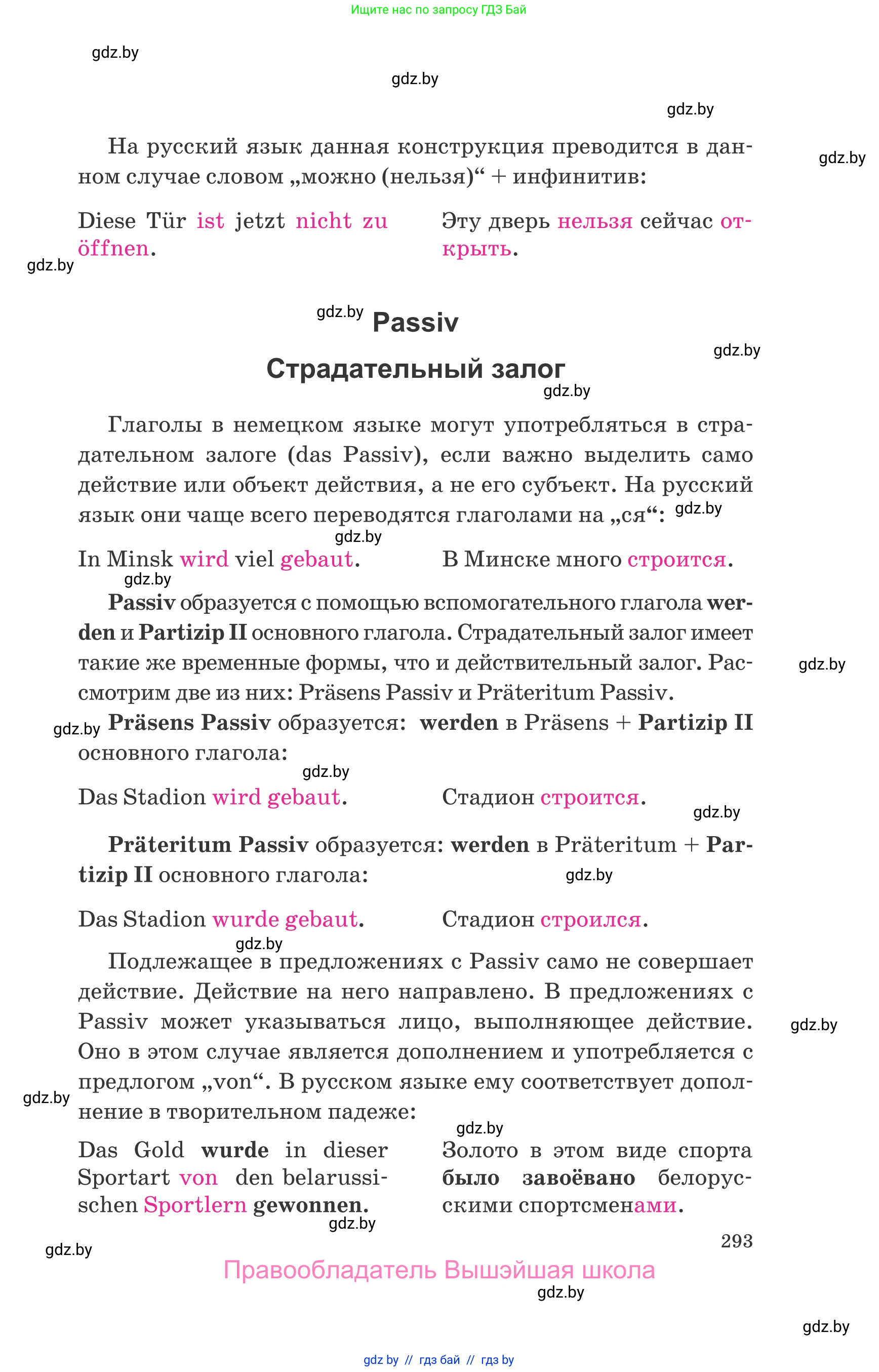 Немецкий язык (Deutsch), 9 класс Учебник (Schülerbuch), авторы: Будько Антонина Филипповна (Budjko Antonina), Урбанович Инна Ювинальевна (Urbanowitsch Ina), издательство Вышэйшая школа, Минск, 2018, серого цвета, страница 293