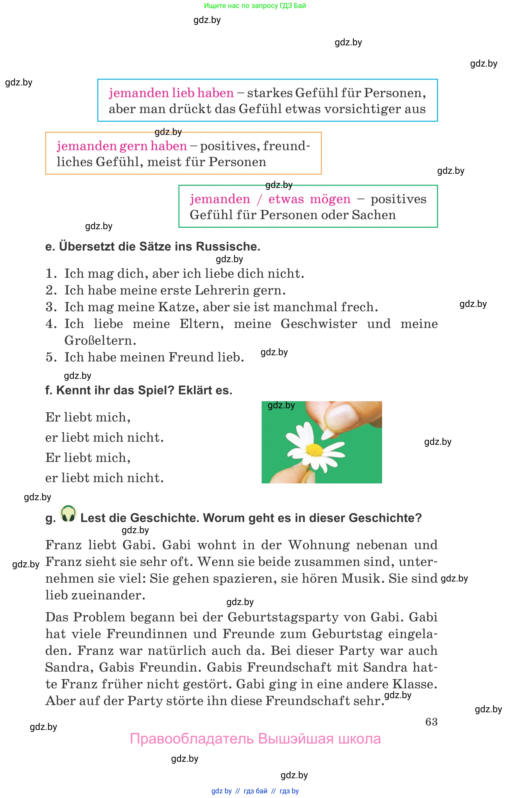 Немецкий язык (Deutsch), 9 класс Учебник (Schülerbuch), авторы: Будько Антонина Филипповна (Budjko Antonina), Урбанович Инна Ювинальевна (Urbanowitsch Ina), издательство Вышэйшая школа, Минск, 2018, серого цвета, страница 63