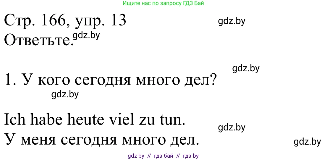 Немецкий язык (Deutsch), 9 класс Учебник (Schülerbuch), авторы: Будько Антонина Филипповна (Budjko Antonina), Урбанович Инна Ювинальевна (Urbanowitsch Ina), издательство Вышэйшая школа, Минск, 2018, серого цвета, страница 166, номер 13, Решение