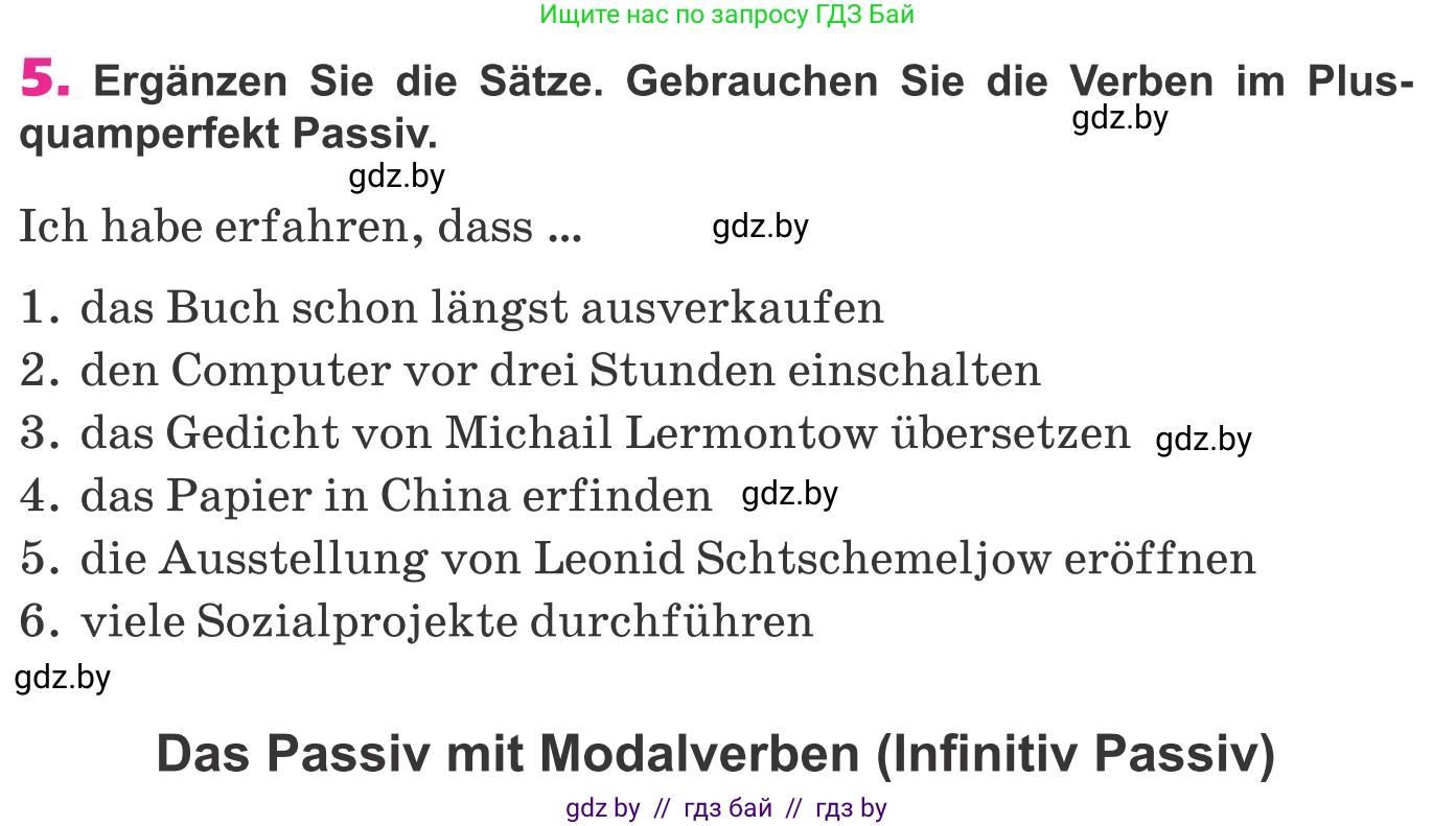 Немецкий язык (Deutsch), 10 класс Учебник (Schülerbuch), авторы: Будько Антонина Филипповна (Budjko Antonina), Урбанович Инна Ювинальевна (Urbanowitsch Ina), издательство Вышэйшая школа, Минск, 2018, оранжевого цвета, страница 285, номер 5, Условие