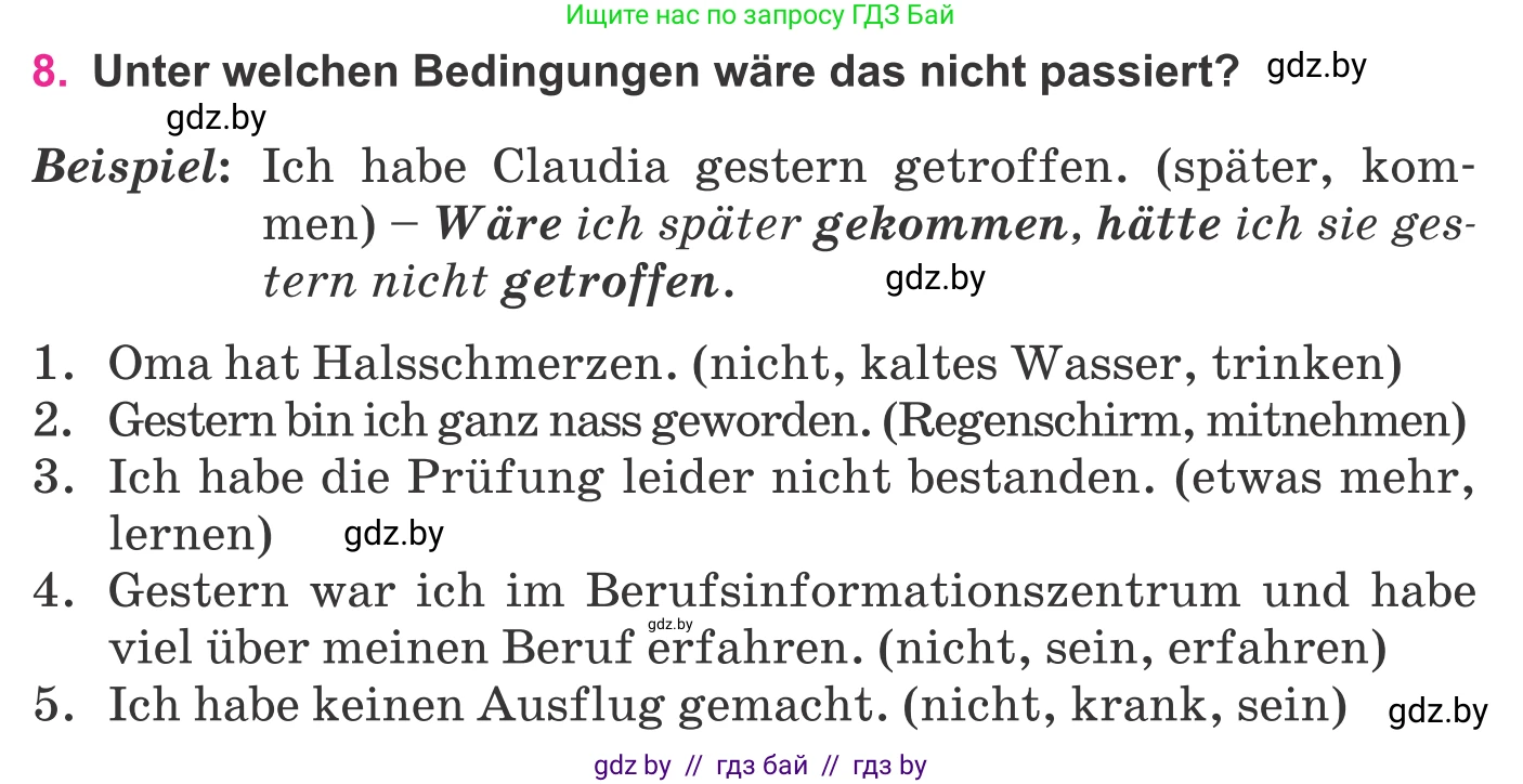 Немецкий язык (Deutsch), 11 класс Учебник (Schülerbuch), авторы: Будько Антонина Филипповна (Budjko Antonina), Урбанович Инна Ювинальевна (Urbanowitsch Ina), издательство Вышэйшая школа, Минск, 2019, бирюзового цвета, страница 324, номер 8, Условие
