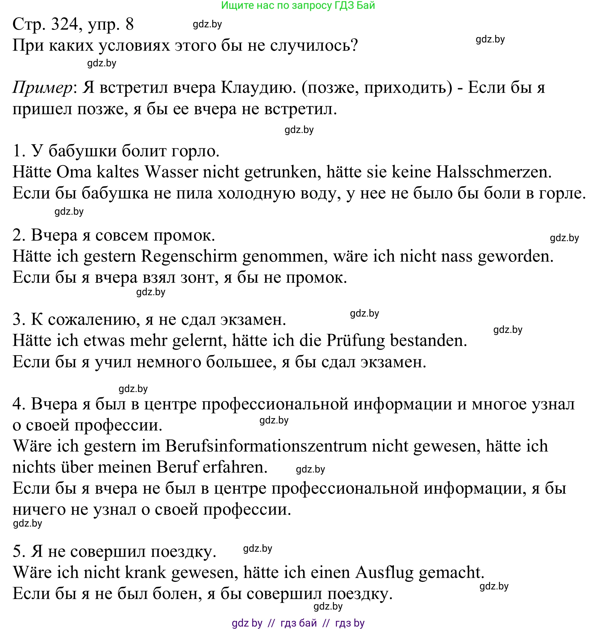Немецкий язык (Deutsch), 11 класс Учебник (Schülerbuch), авторы: Будько Антонина Филипповна (Budjko Antonina), Урбанович Инна Ювинальевна (Urbanowitsch Ina), издательство Вышэйшая школа, Минск, 2019, бирюзового цвета, страница 324, номер 8, Решение