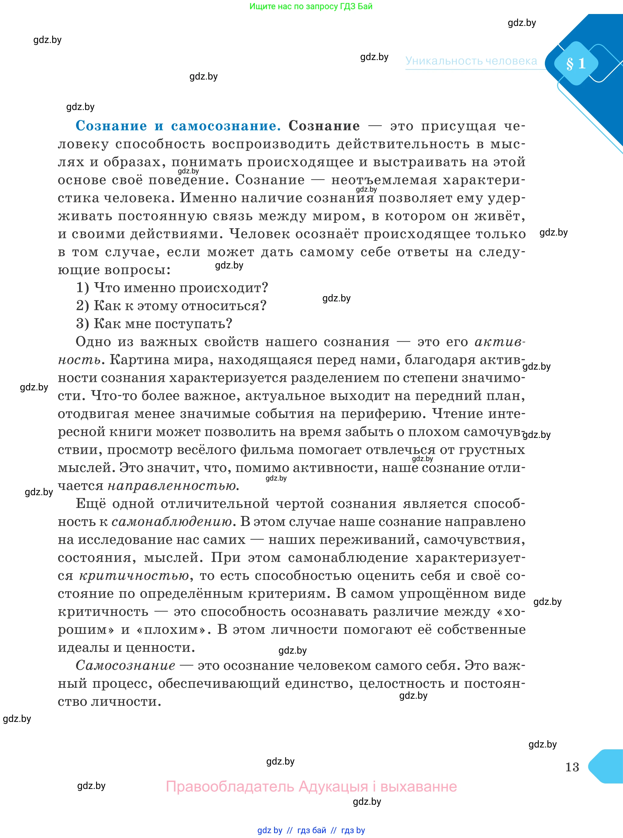 Обществоведение, 9 класс Учебник, авторы: Данилов Александр Николаевич, Полейко Елена Александровна, Кушнер Надежда Васильевна, Бернат Ирина Петровна, Белов А А, Кизима С А, Клецкова И М, Легчилин А А, Солодухо А С, Рубанов А В, издательство Адукацыя i выхаванне, Минск, 2019, жёлтого цвета, страница 13