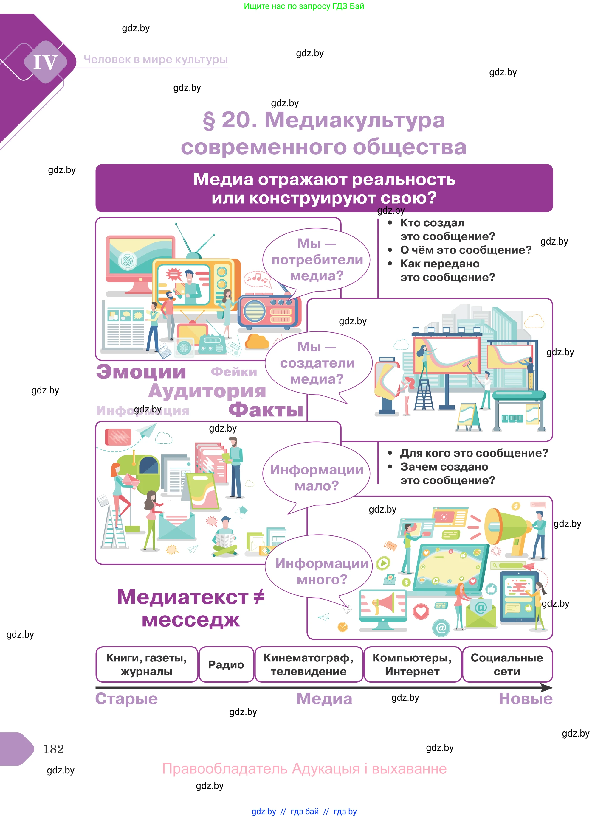 Обществоведение, 9 класс Учебник, авторы: Данилов Александр Николаевич, Полейко Елена Александровна, Кушнер Надежда Васильевна, Бернат Ирина Петровна, Белов А А, Кизима С А, Клецкова И М, Легчилин А А, Солодухо А С, Рубанов А В, издательство Адукацыя i выхаванне, Минск, 2019, жёлтого цвета, страница 182