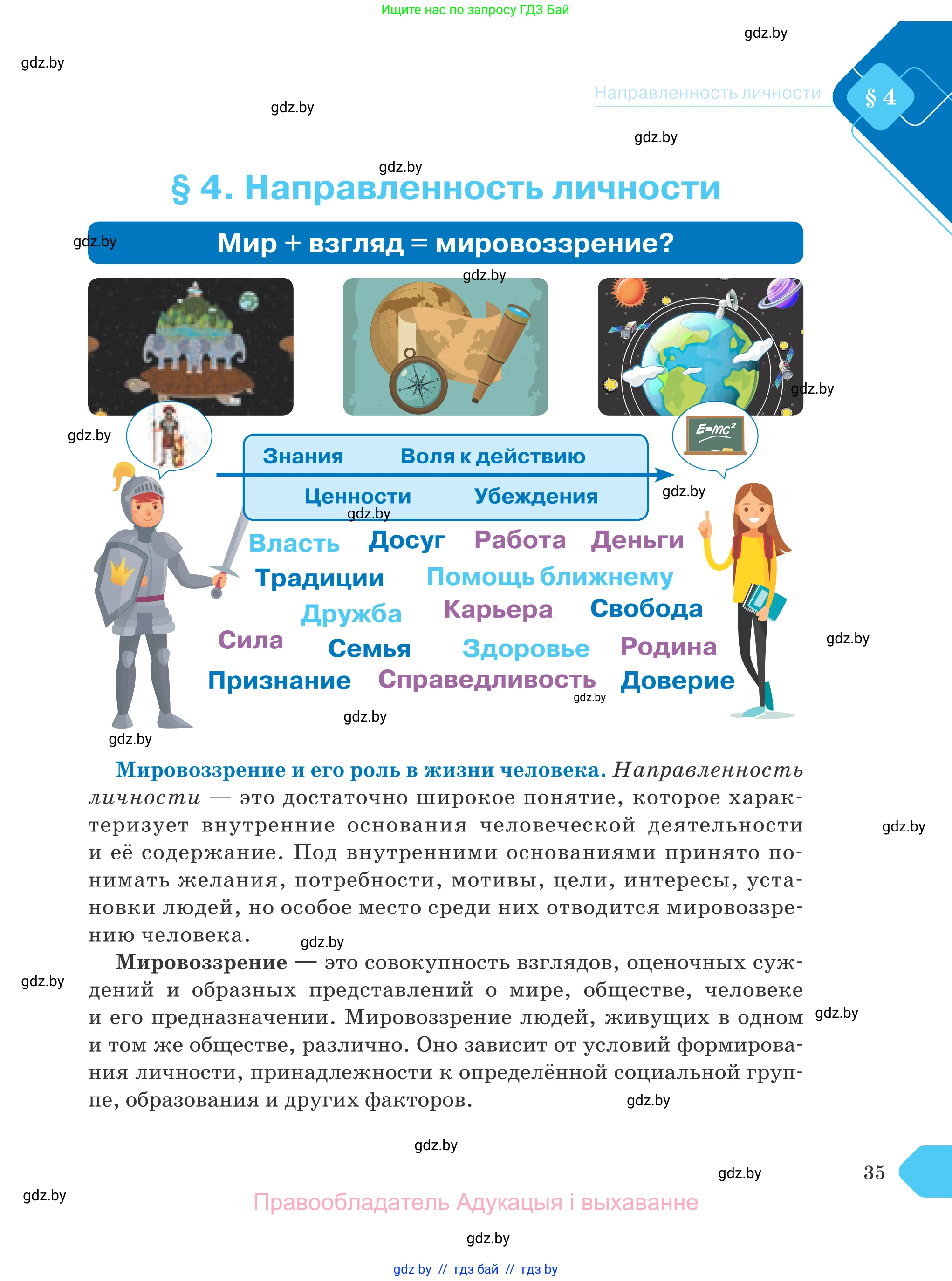 Обществоведение, 9 класс Учебник, авторы: Данилов Александр Николаевич, Полейко Елена Александровна, Кушнер Надежда Васильевна, Бернат Ирина Петровна, Белов А А, Кизима С А, Клецкова И М, Легчилин А А, Солодухо А С, Рубанов А В, издательство Адукацыя i выхаванне, Минск, 2019, жёлтого цвета, страница 35