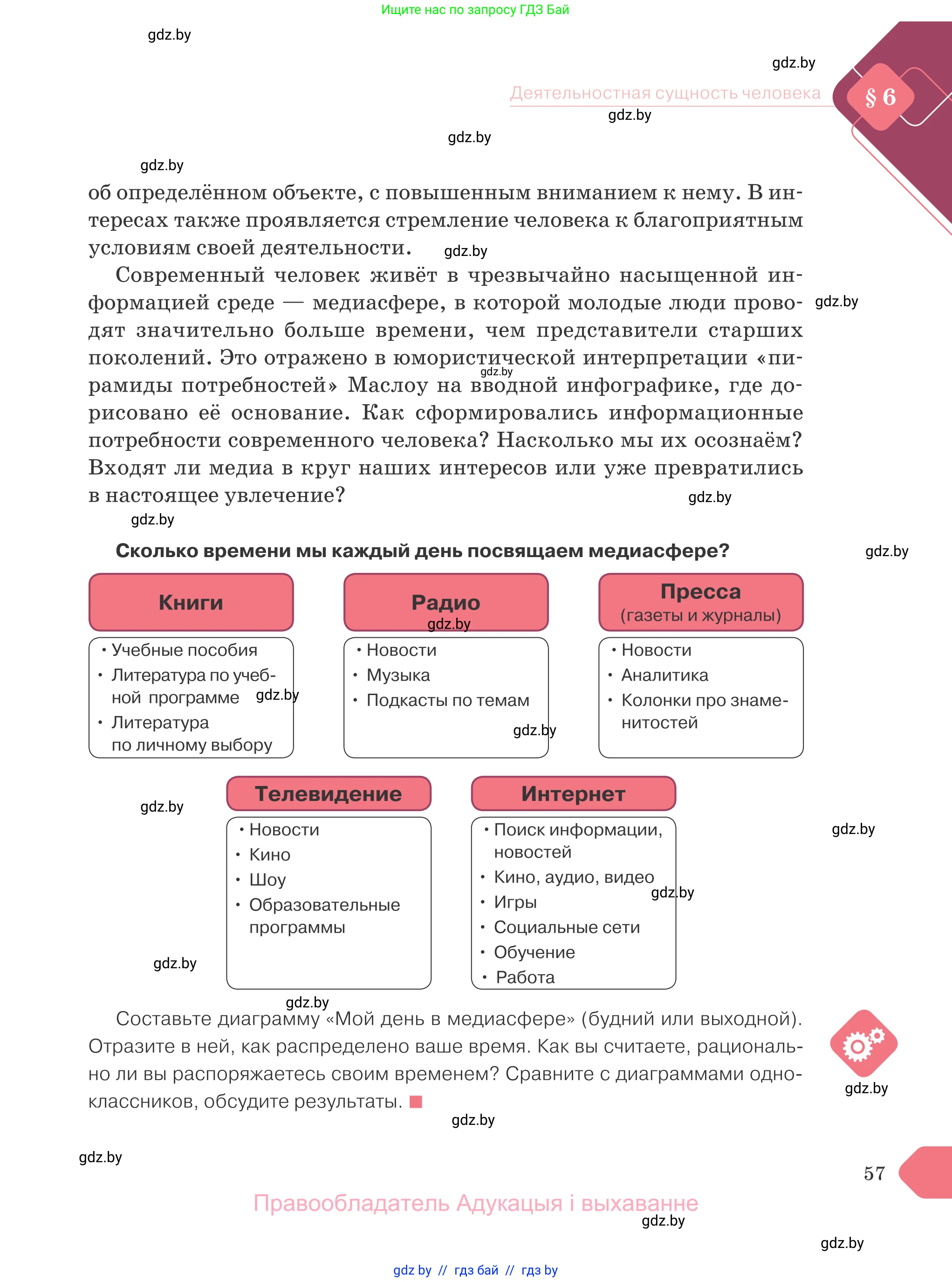 Обществоведение, 9 класс Учебник, авторы: Данилов Александр Николаевич, Полейко Елена Александровна, Кушнер Надежда Васильевна, Бернат Ирина Петровна, Белов А А, Кизима С А, Клецкова И М, Легчилин А А, Солодухо А С, Рубанов А В, издательство Адукацыя i выхаванне, Минск, 2019, жёлтого цвета, страница 57