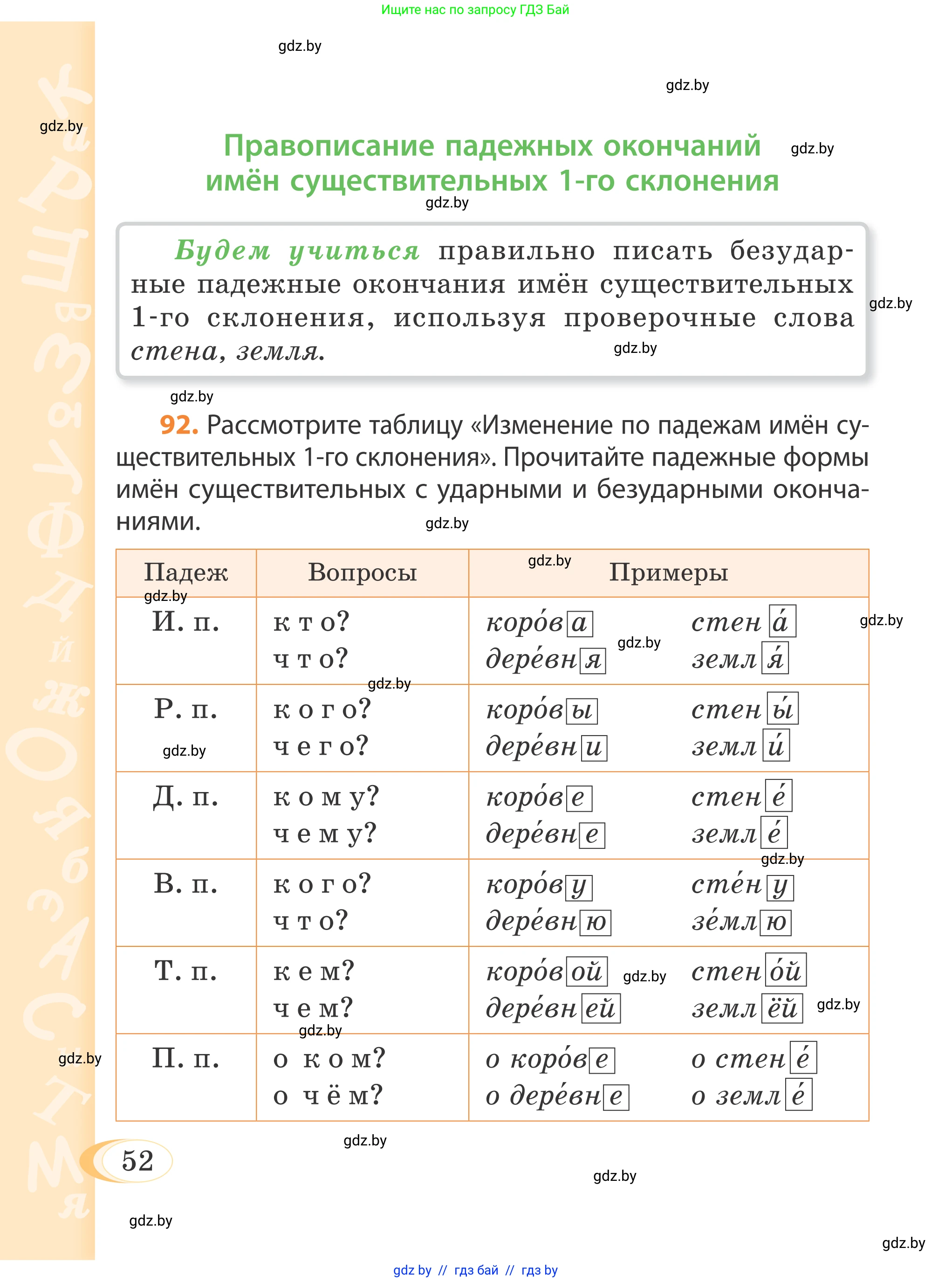 Русский язык, 4 класс Учебник, авторы: Антипова Маргарита Борисовна, Верниковская Алла Викторовна, Грабчикова Елена Самарьевна, издательство Академия образования, Минск, 2024, оранжевого цвета, Часть 1, страница 52