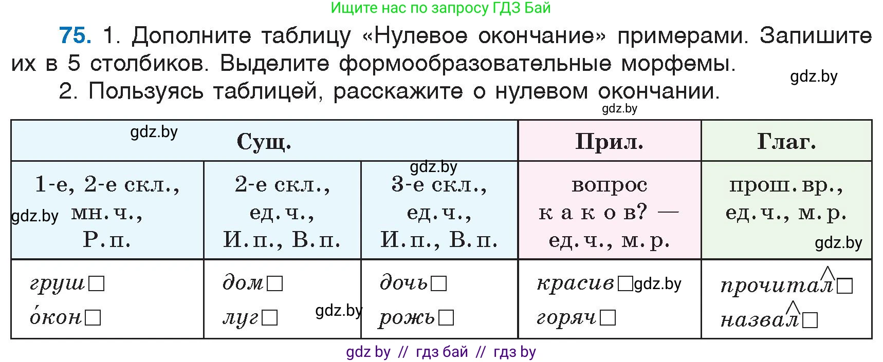 Русский язык, 6 класс Учебник, авторы: Мурина Лариса Александровна, Игнатович Татьяна Владимировна, Жадейко Жанна Фёдоровна, издательство Национальный институт образования, Минск, 2020, страница 42, номер 75, Условие