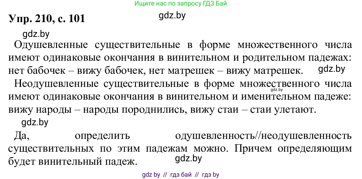 Русский язык, 6 класс Учебник, авторы: Мурина Лариса Александровна, Игнатович Татьяна Владимировна, Жадейко Жанна Фёдоровна, издательство Национальный институт образования, Минск, 2020, страница 101, номер 210, Решение 1