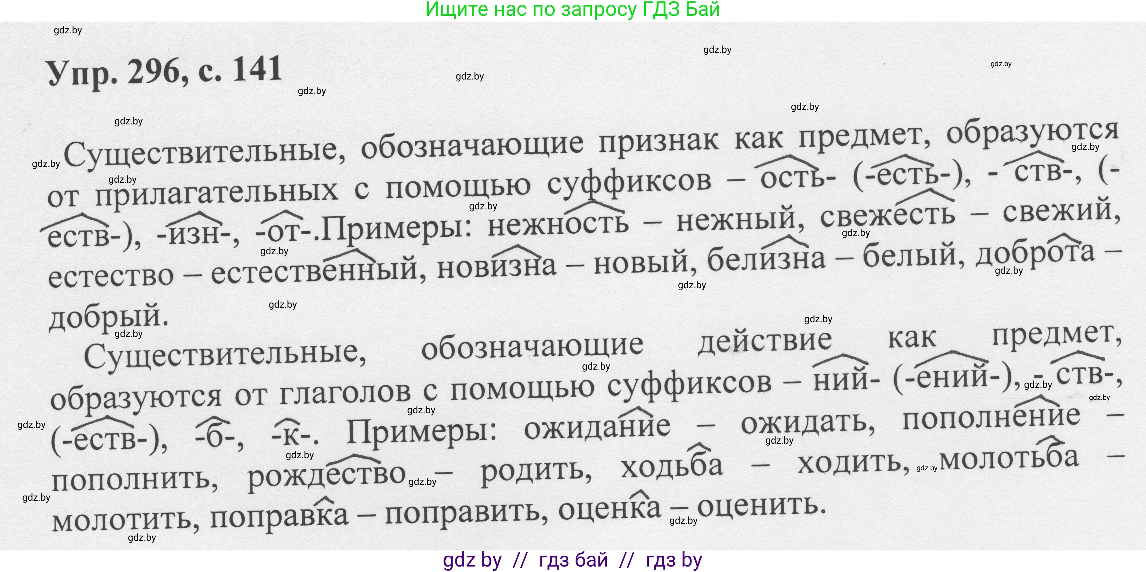 Русский язык, 6 класс Учебник, авторы: Мурина Лариса Александровна, Игнатович Татьяна Владимировна, Жадейко Жанна Фёдоровна, издательство Национальный институт образования, Минск, 2020, страница 141, номер 296, Решение 1
