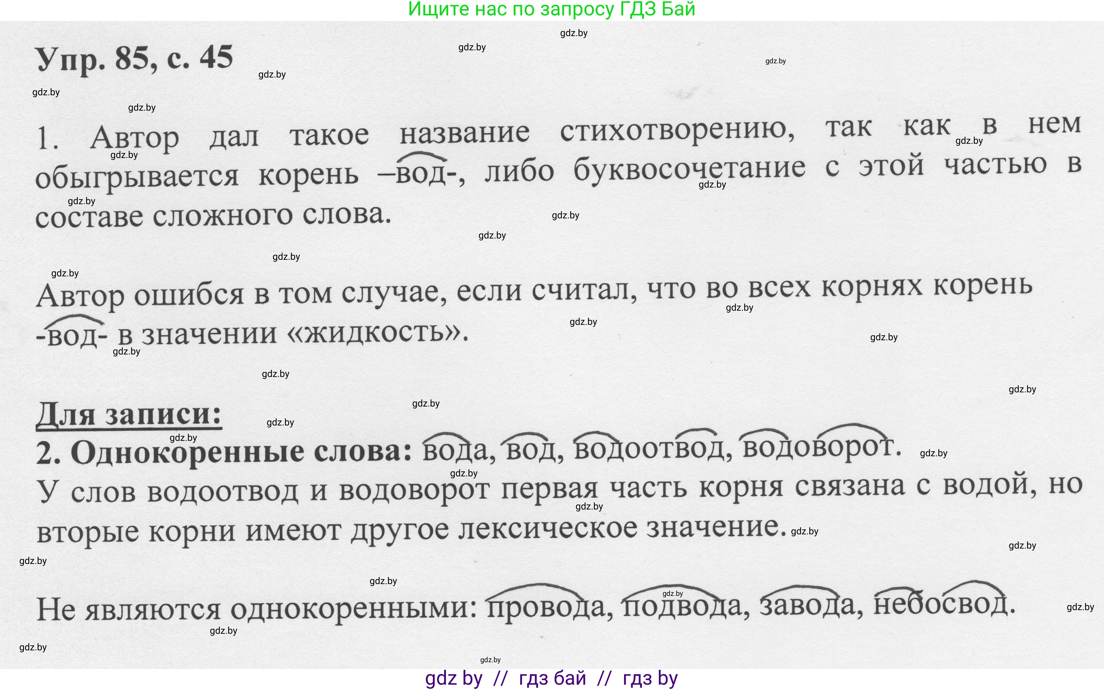 Русский язык, 6 класс Учебник, авторы: Мурина Лариса Александровна, Игнатович Татьяна Владимировна, Жадейко Жанна Фёдоровна, издательство Национальный институт образования, Минск, 2020, страница 45, номер 85, Решение 1