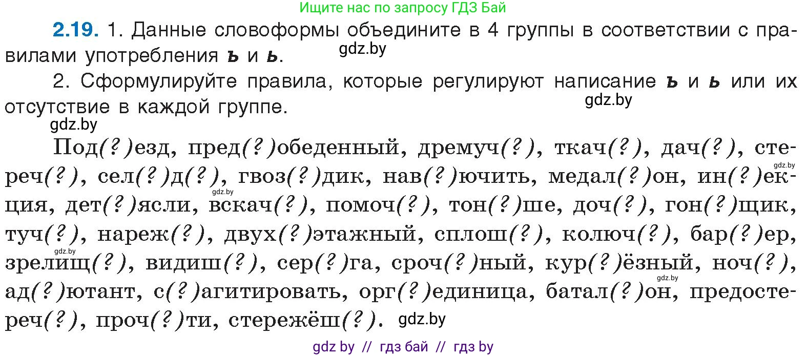 Русский язык, 11 класс Учебник, авторы: Долбик Елена Евгеньевна, Литвинко Франя Михайловна, Мурина Лариса Александровна, Шиманович Т В, Таяновская И В, Орловская О Я, издательство Национальный институт образования, Минск, 2021, страница 13, номер 2.19, Условие
