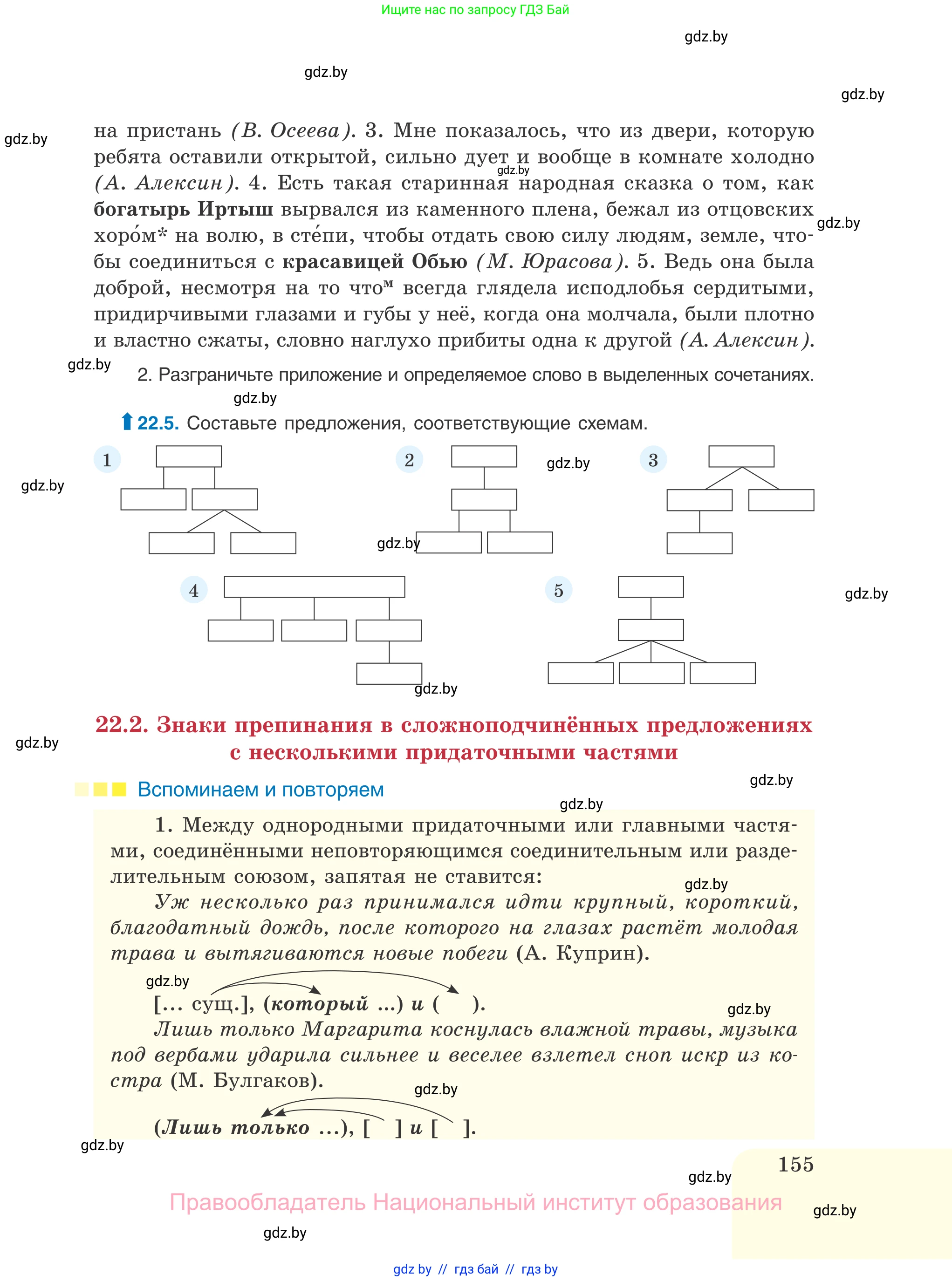 Русский язык, 11 класс Учебник, авторы: Долбик Елена Евгеньевна, Литвинко Франя Михайловна, Мурина Лариса Александровна, Шиманович Т В, Таяновская И В, Орловская О Я, издательство Национальный институт образования, Минск, 2021, страница 155