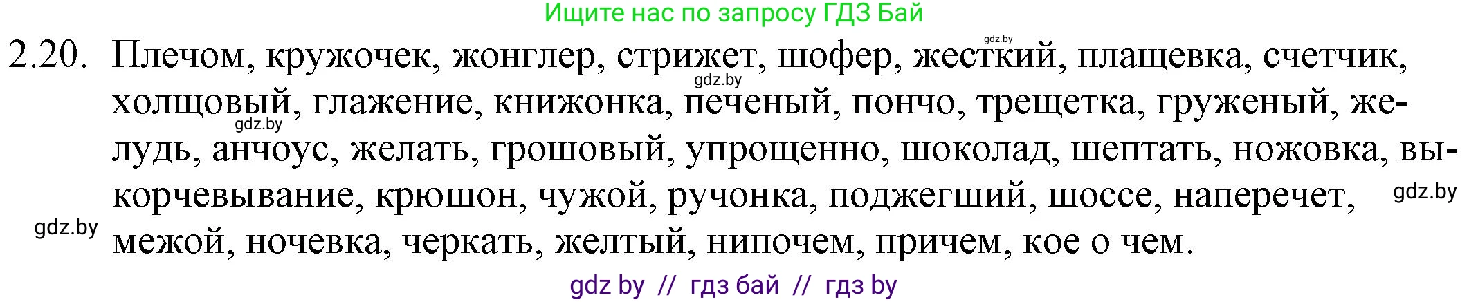 Русский язык, 11 класс Учебник, авторы: Долбик Елена Евгеньевна, Литвинко Франя Михайловна, Мурина Лариса Александровна, Шиманович Т В, Таяновская И В, Орловская О Я, издательство Национальный институт образования, Минск, 2021, страница 13, номер 2.20, Решение